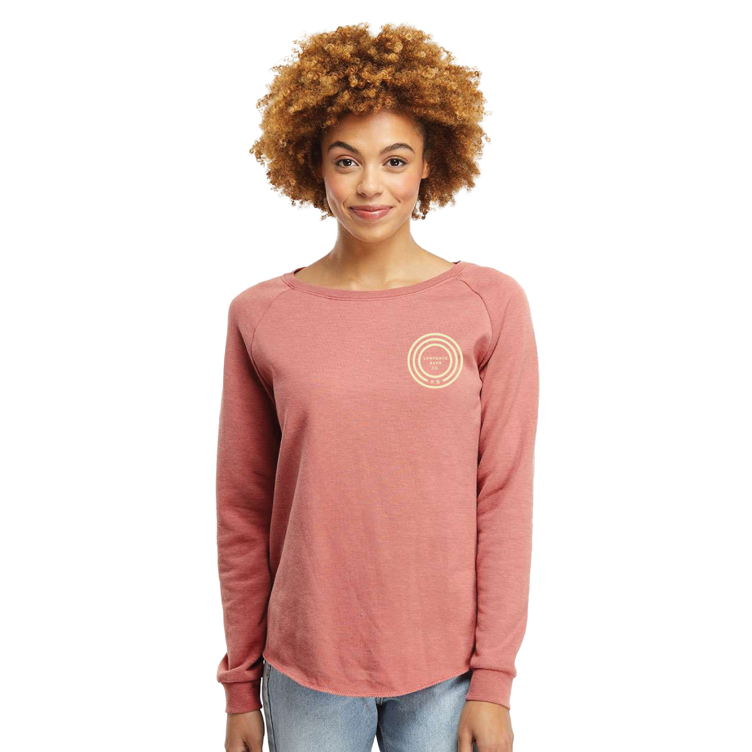 Women's Dusty Rose LBC Wave-Washed Fleece Crewneck