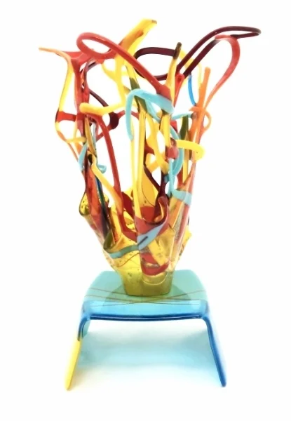 free form large lacuna vase with stand