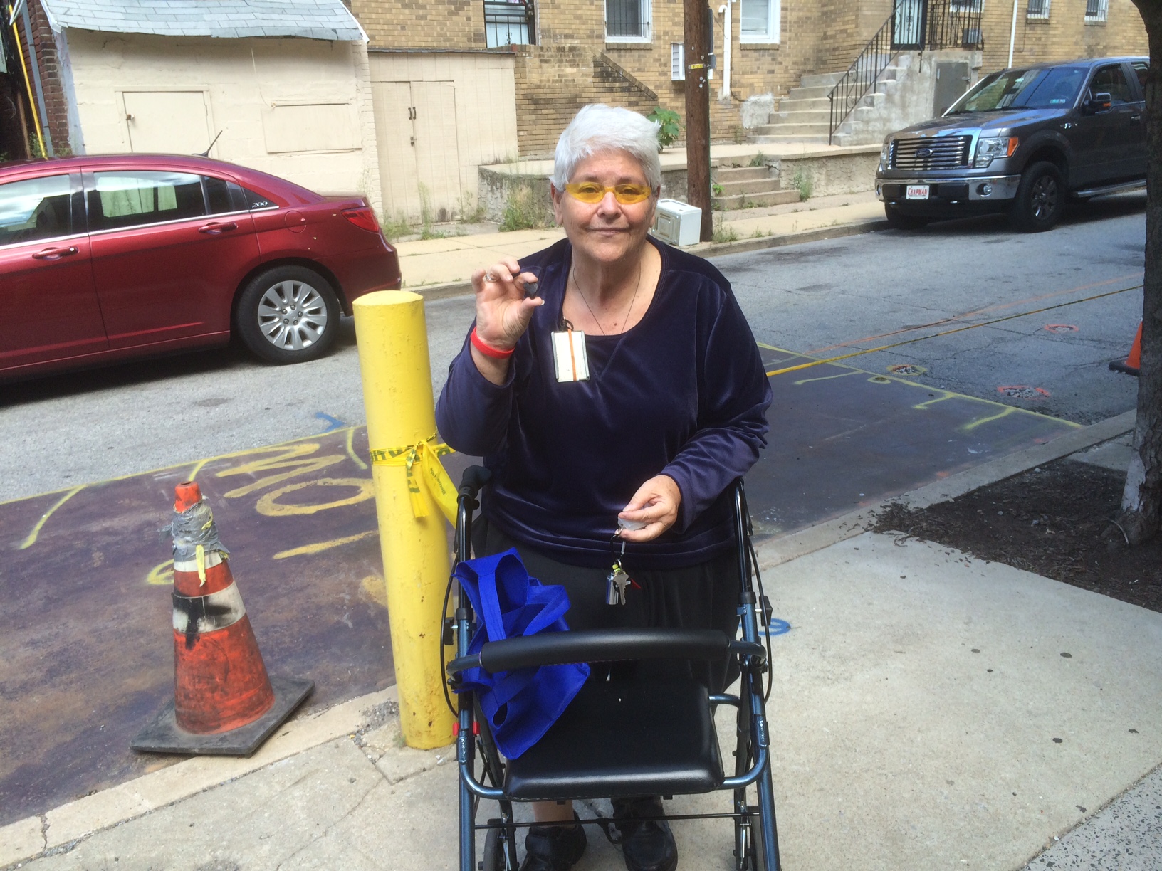 Maryanne Wurst holds up her heart-shaped stone