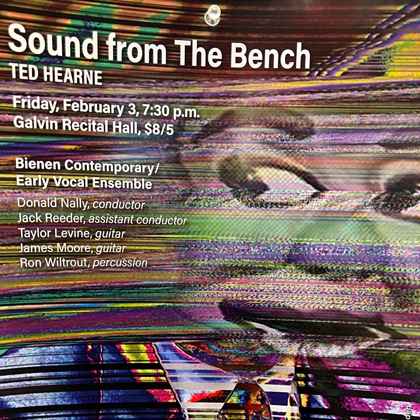 LIVESTREAM TONIGHT
***Sound From The Bench***

7:30pm Central Time (link in bio)
music by Ted Hearne
text by Jena Osman
@nuchoirs and @nunewmusic
conducted by Donald Nally
with Taylor Levine, James Moore and Ron Wiltrout

it's been awesome working wi