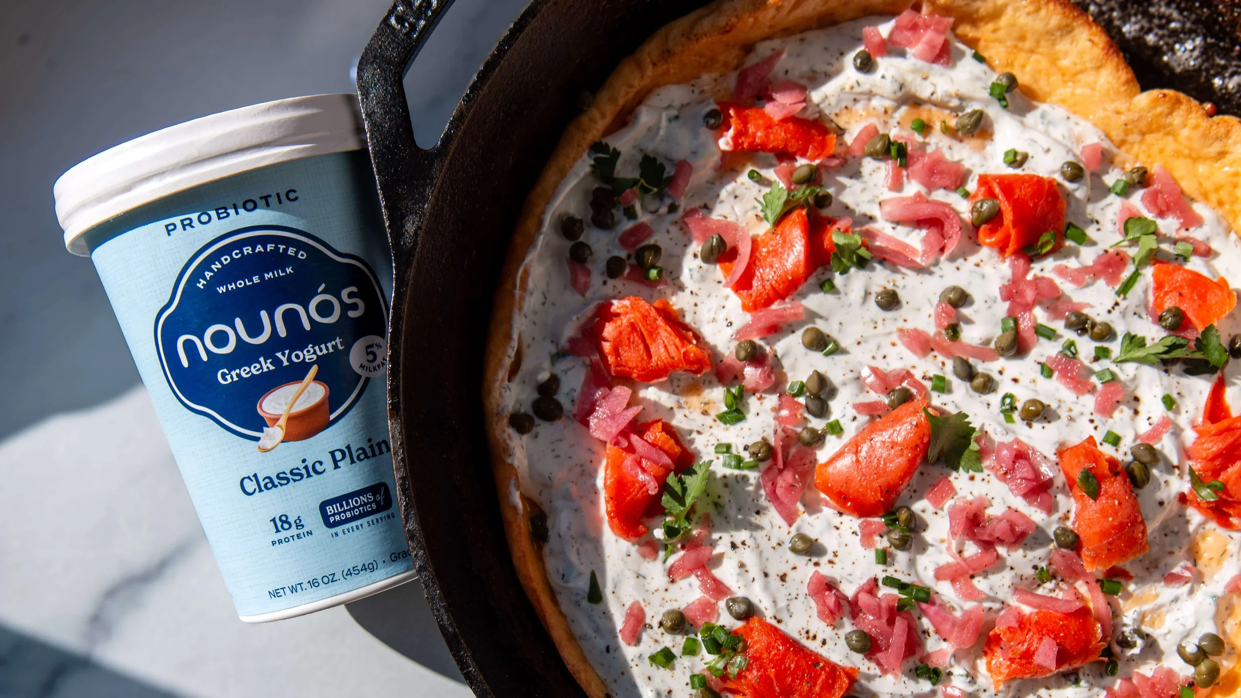 High Protein Dutch Baby with Smoked Salmon