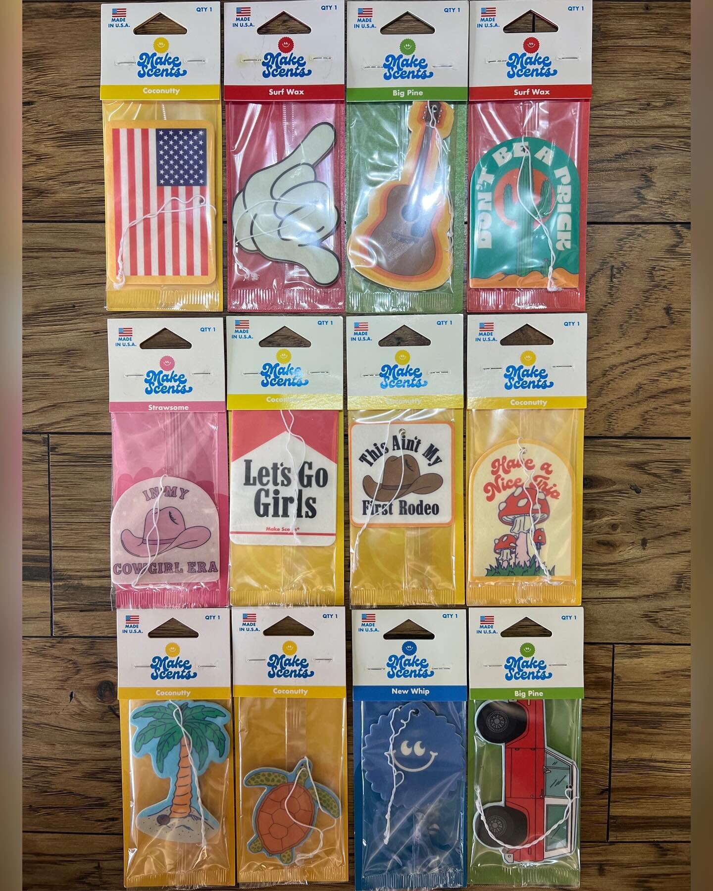 We had to order these because it only &ldquo;Make Scents&rdquo;! Come by and check out our new edition to the shop! Which one is going to be hanging in your car next? #makescents #shoplocal #surfconnection