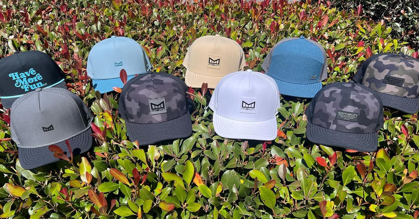 New Melin hat color ways here at the shop. We also have the classic colors black, grey and navy all in stock as well. Stop by and check them out. It will be the only hat you ever want again! #melin #hats #shoplocal #surfconnection