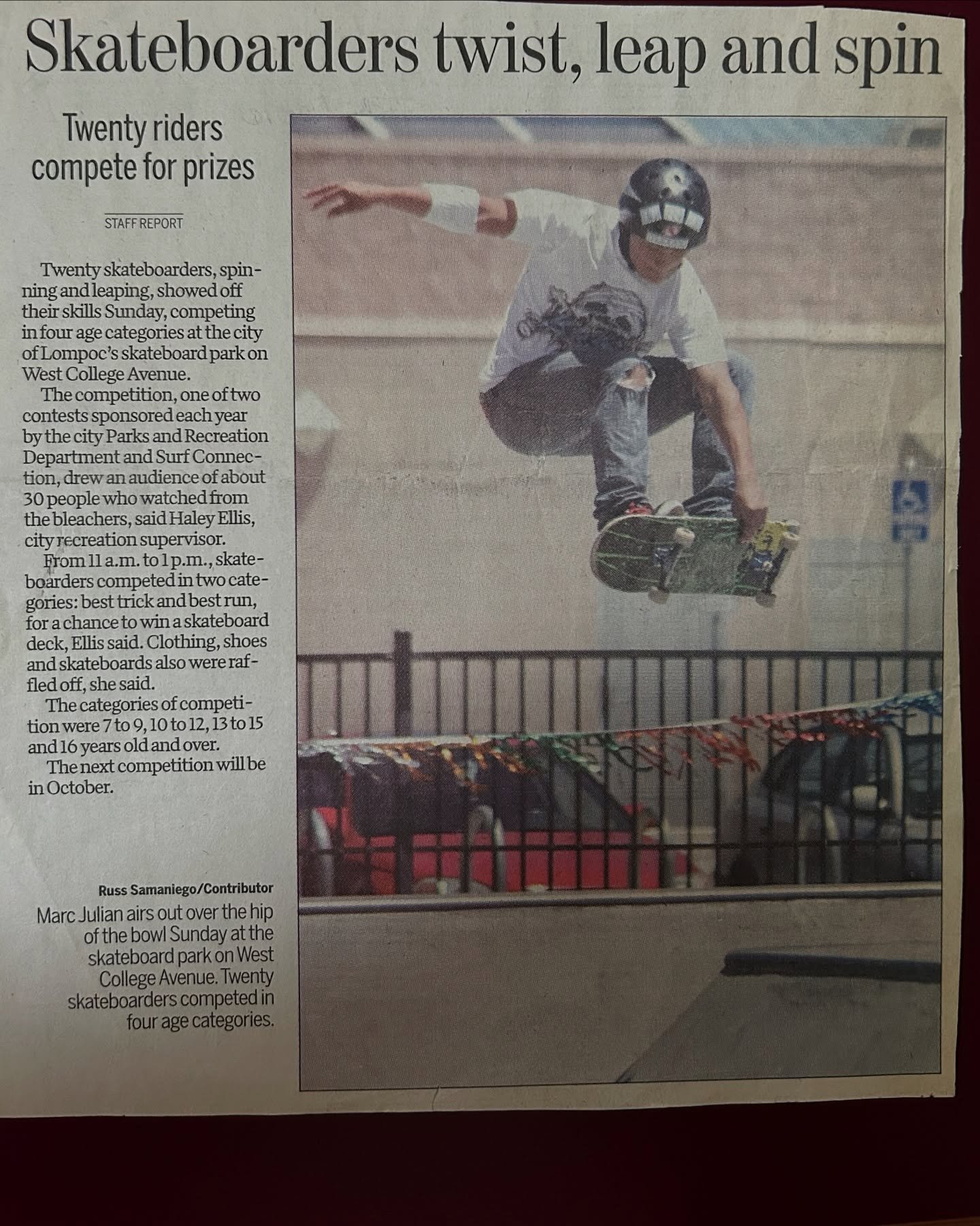 Throwing it back a few (okay, maybe more than a few) years&hellip;Marc Julian helping us promote the upcoming comp. Anybody got a year? #lompoc #surfconnection #tbt #memories #skatboarding