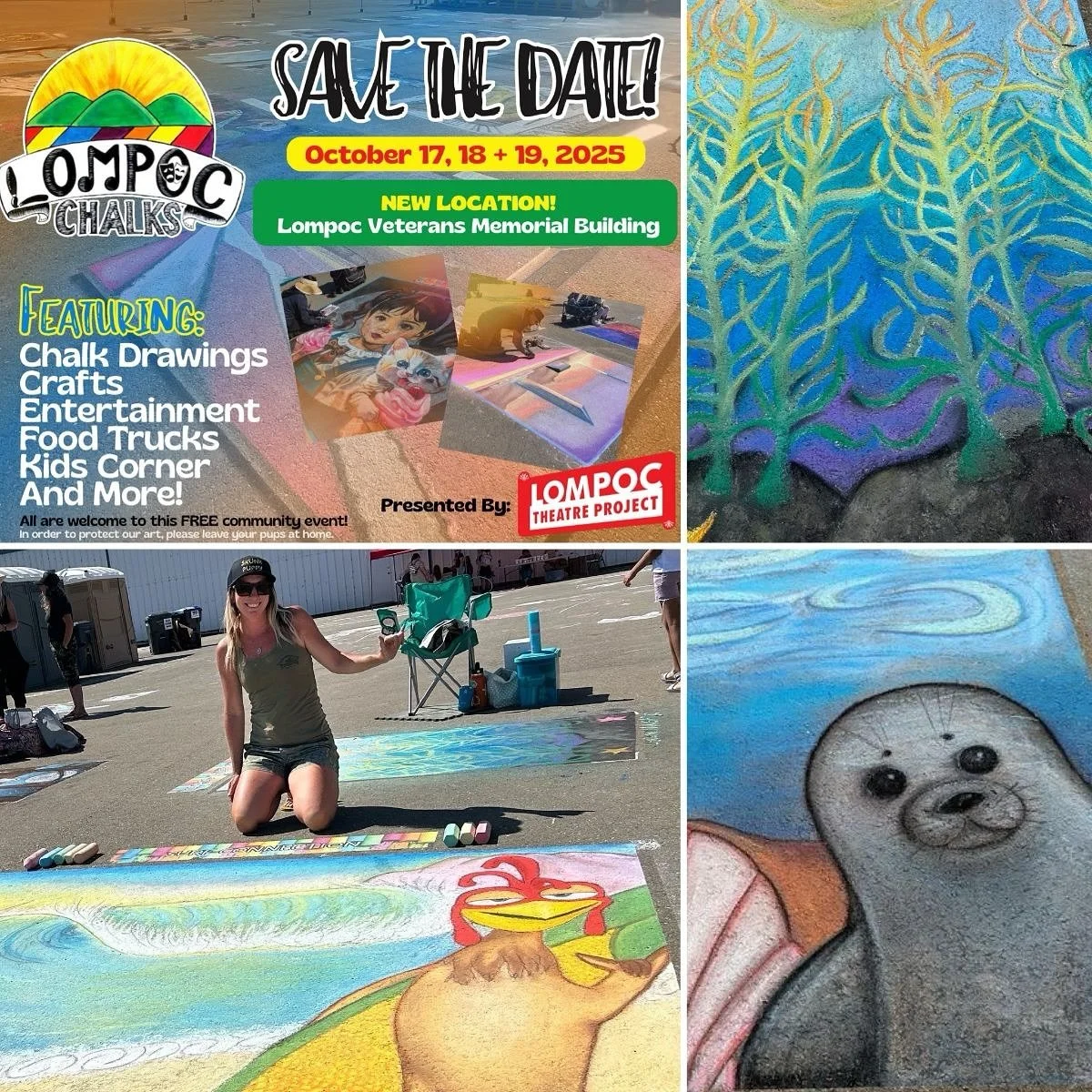It&rsquo;s back! The weekend of October 17th is Lompoc Chalks Festival! Karissa and David will be there again, working their magic along with many other great artists. There will be food trucks, entertainment, and more!  Note the change of location t