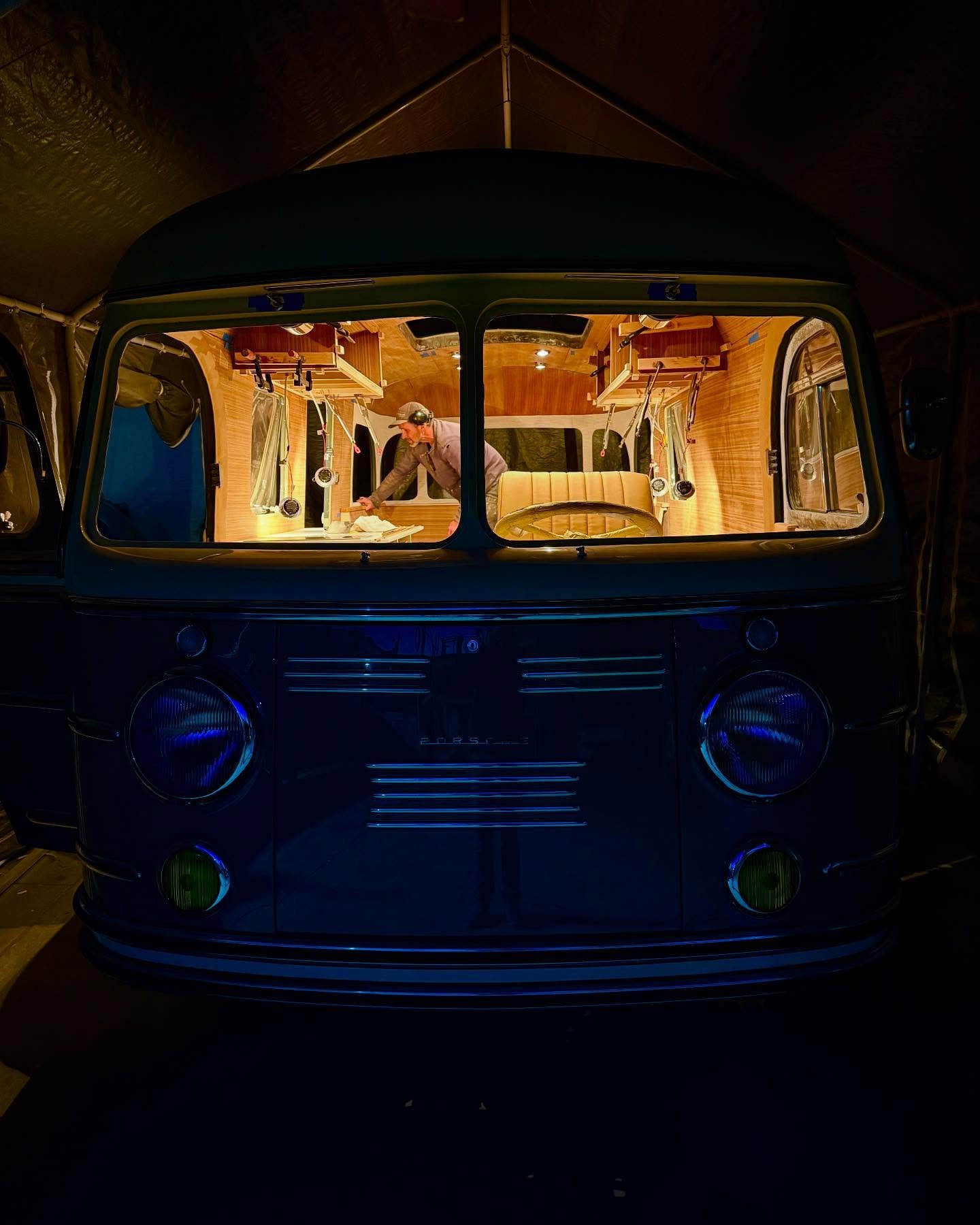 1955 Porsche Mikafa Sport motorhome nearing the finish line.