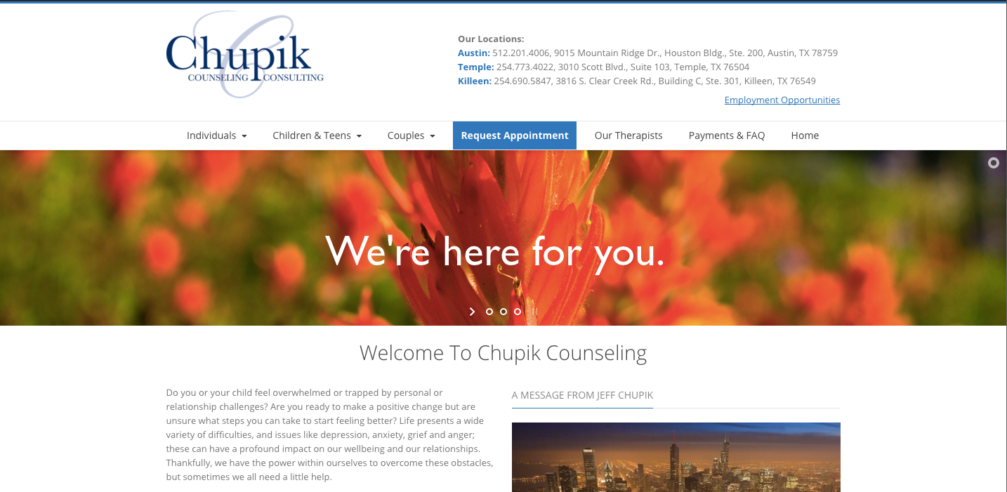 Redesign of Chupikcounseling.com