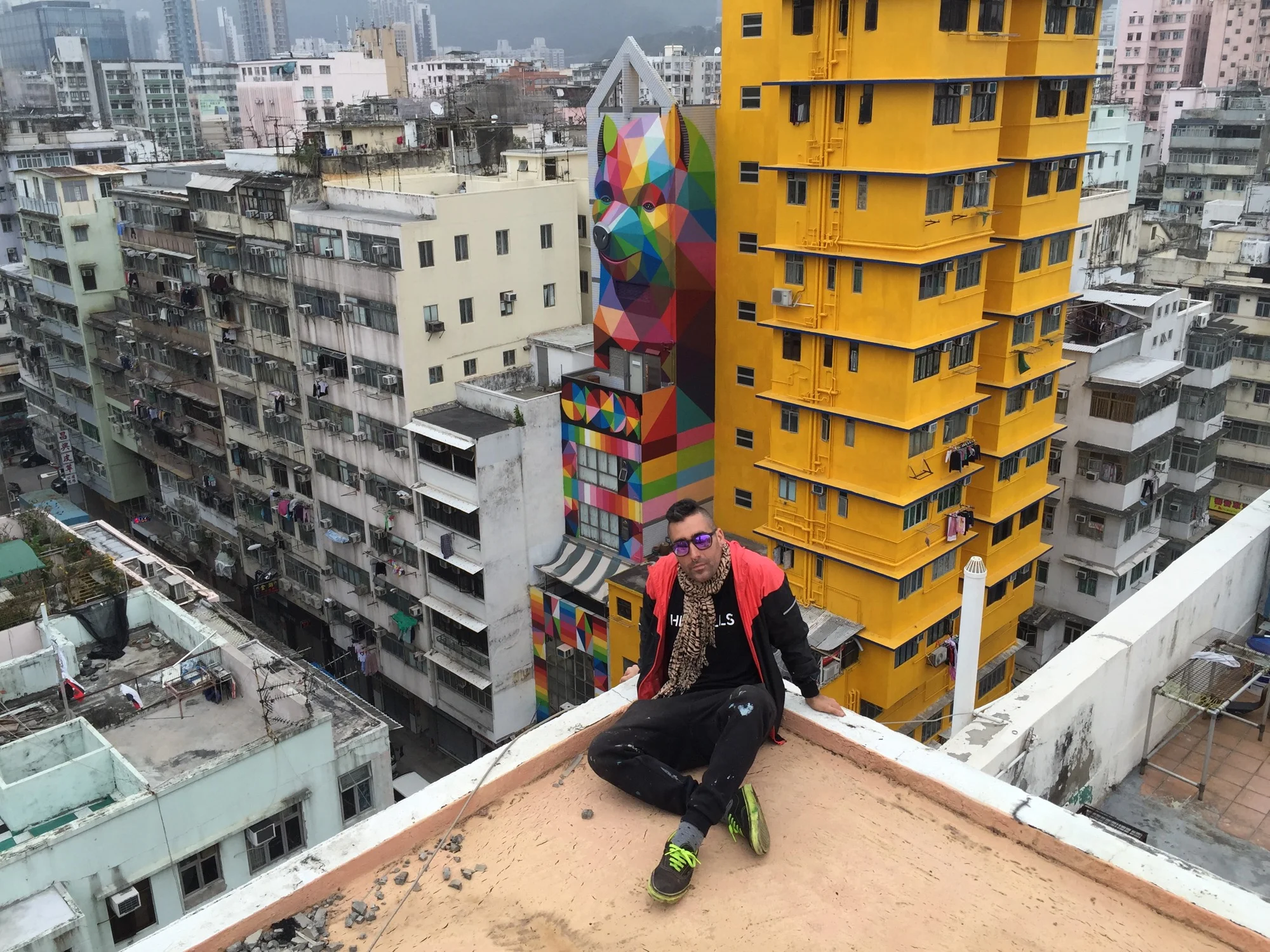 street art| rainbow thief by okuda san miguel