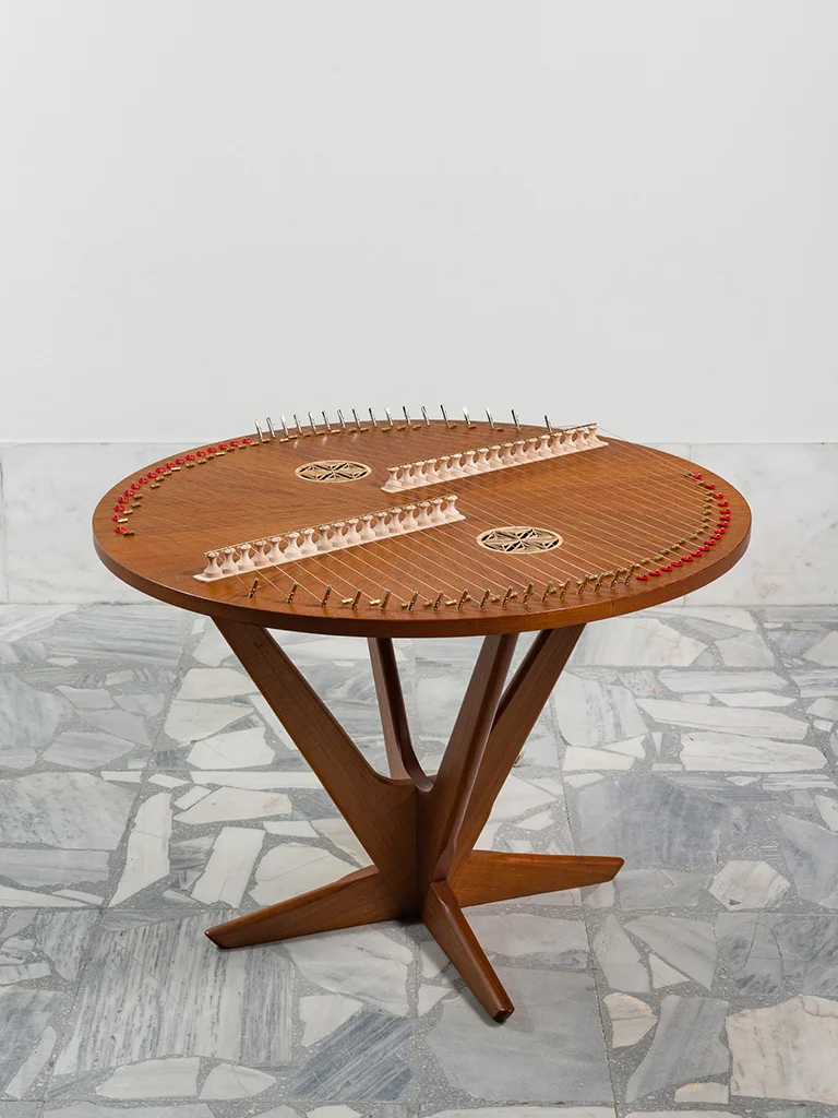 Nevin Aladag, "Round Table (from the serie Music Room, Athens)", 2017 courtesy wentrupgallery