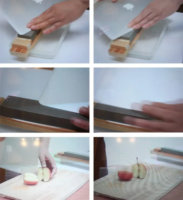 Shimabuku, 'Sharpering a Macbook Air", frames da video