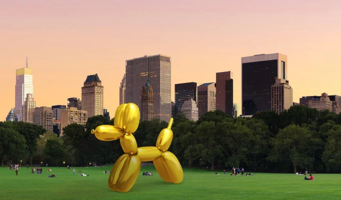 Jeff Koons collabora con Snapchat e le sue sculture in realtà aumentata si trasformano in adesivi 3d pronti ad appiccicarsi dentro le foto di tutti noi