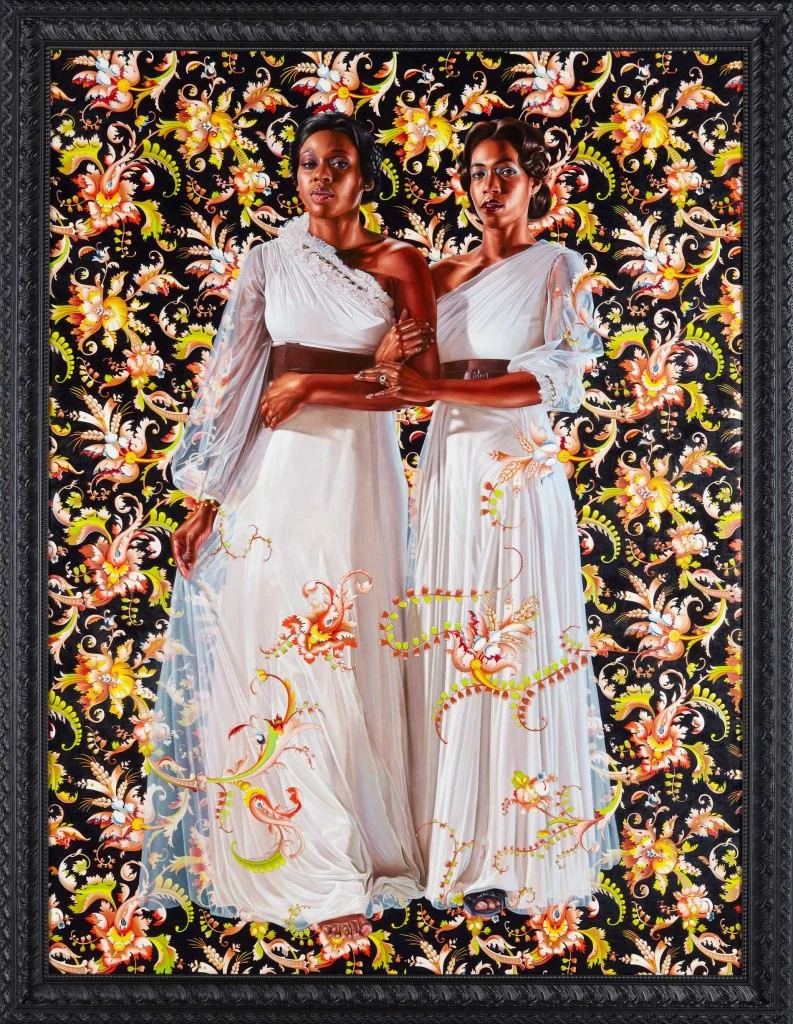 AN ECONOMY OF GRACE;&nbsp;THE TWO SISTERS, 2012 ;&nbsp;OIL ON LINEN 96" X 72". Courtesy Kehinde Wiley