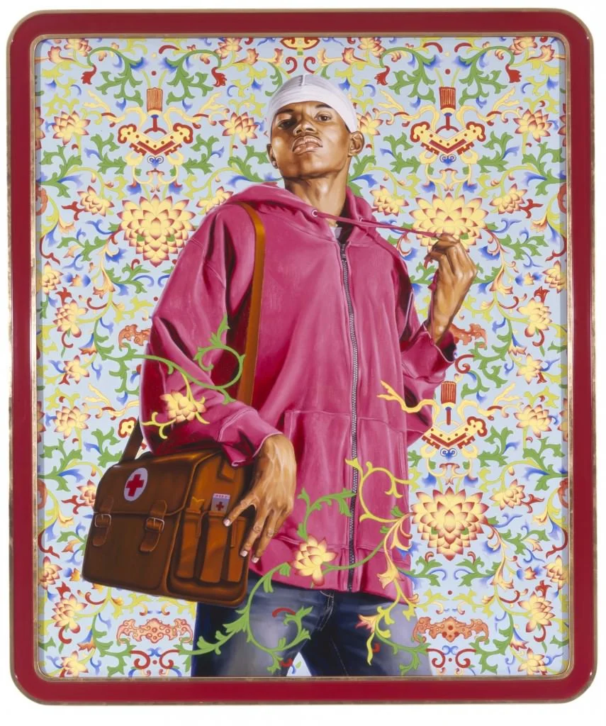 CHINA;&nbsp;SUPPORT THE RURAL POPULATION AND SERVE 500 MILLION PEASANTS , 2007;&nbsp;OIL AND ENAMEL ON CANVAS 72 X 60. Courtesy Kehinde Wiley