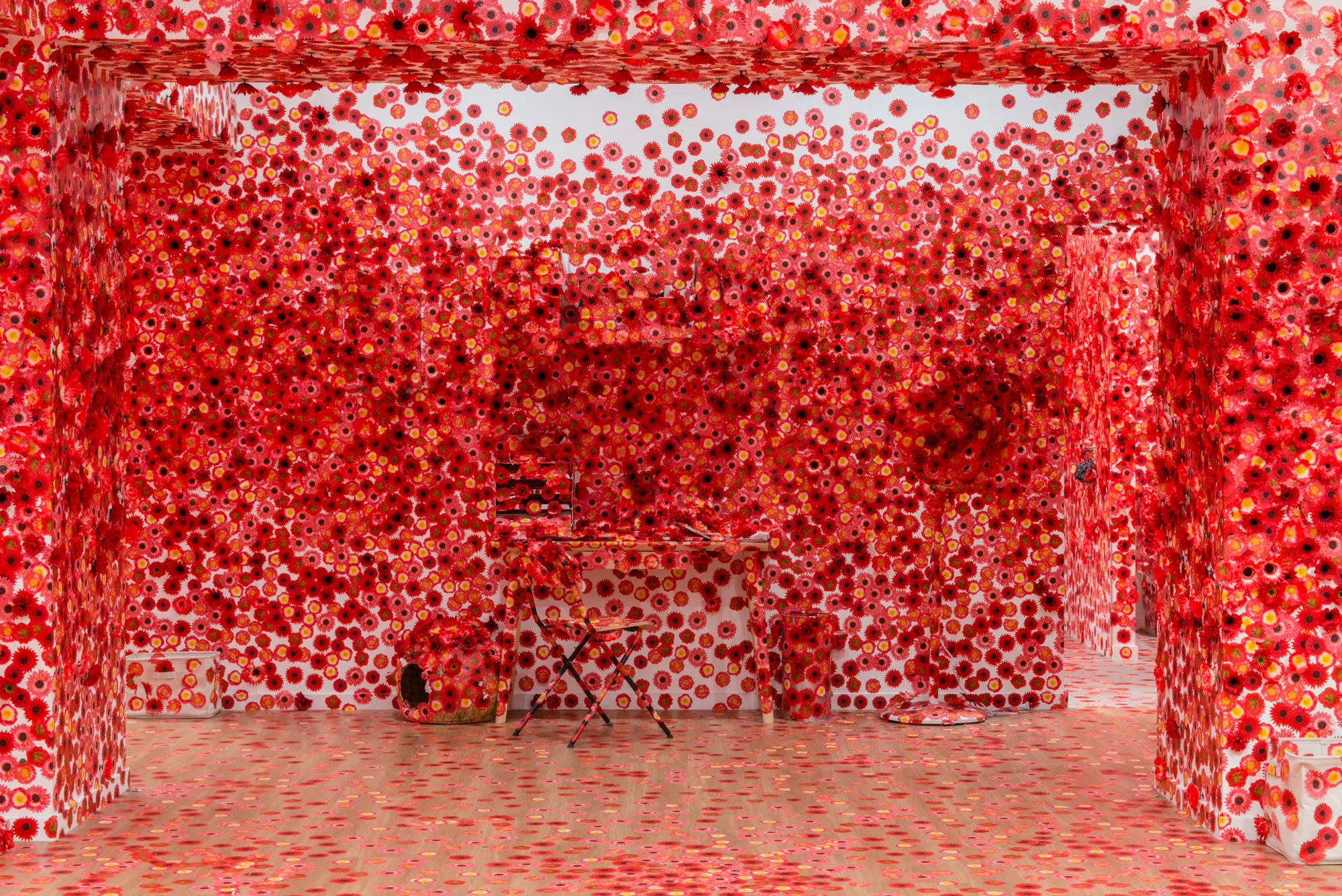 Exhibition image of Yayoi Kusama’s Flower Obsession 2017 on display in NGV Triennial at NGV International 2017. Photo: Eugene Hyland