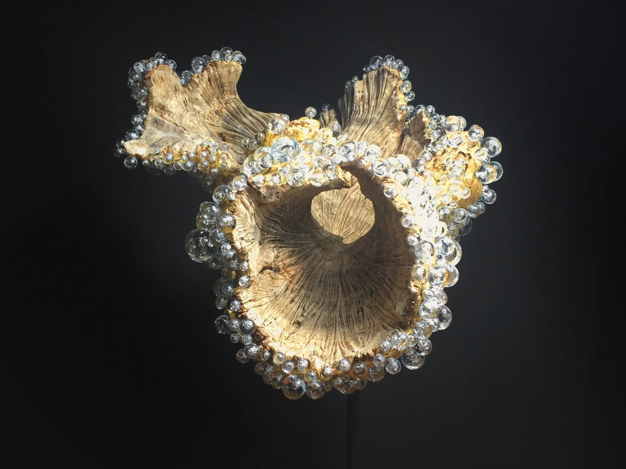 “Effervescence” (2016), Wood and glass, 14 x 12 x 9 inches