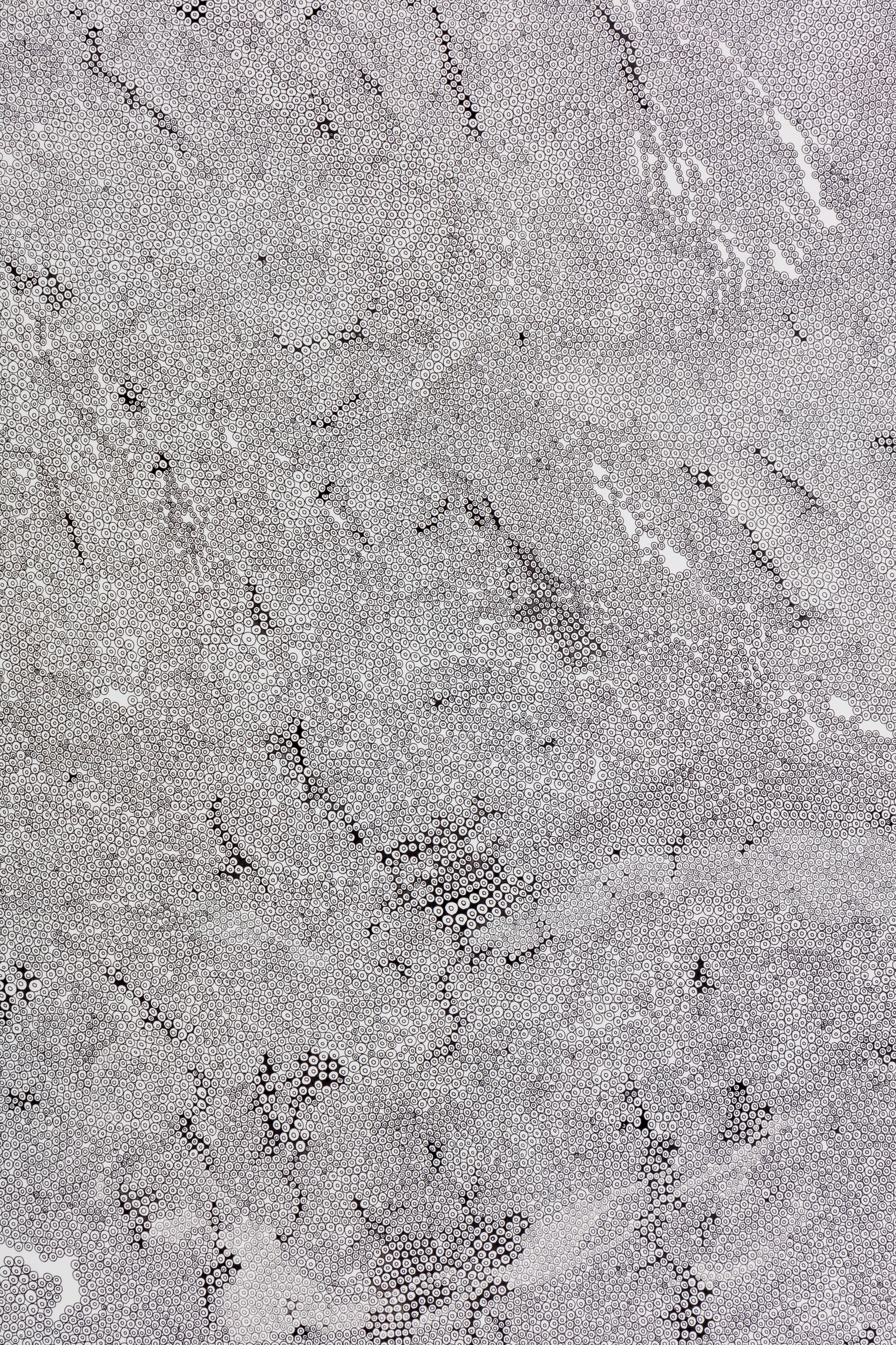 LIZA LOU, Drawing Instrument II, 2016-2018 (detail), ink and paint on canvas on wood, 177.8 x 177.8 x 3.2 cm, Courtesy the artist and Lehmann Maupin, New York, Hong Kong, and Seoul., Photo: Joshua White