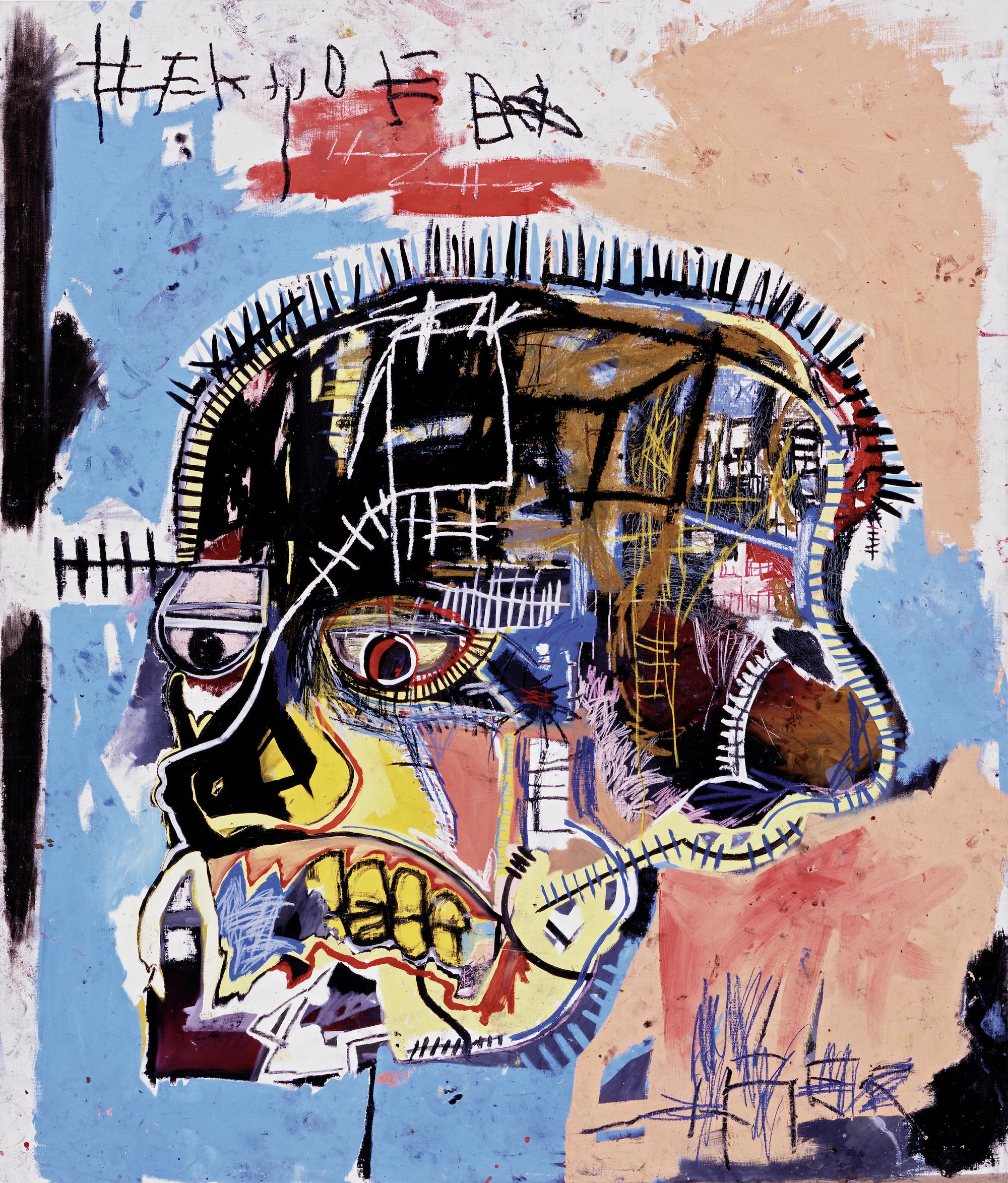 Untitled (Skull), 1981 Acrylic and oilstick on canvas, 207 x 175.5 cm / 81 1/4 x 69 inches Photo: The Eli and Edythe L. Broad Collection Copyright: © The Estate of Jean-Michel Basquiat. Licensed by Artestar, New York