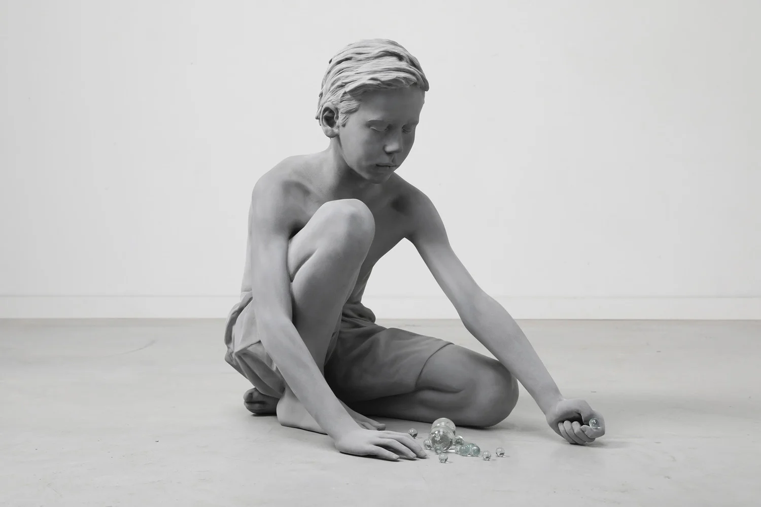 Hans Op de Beeck, “Timo (Marbles)” (2018), Polyester, Glass, Coating