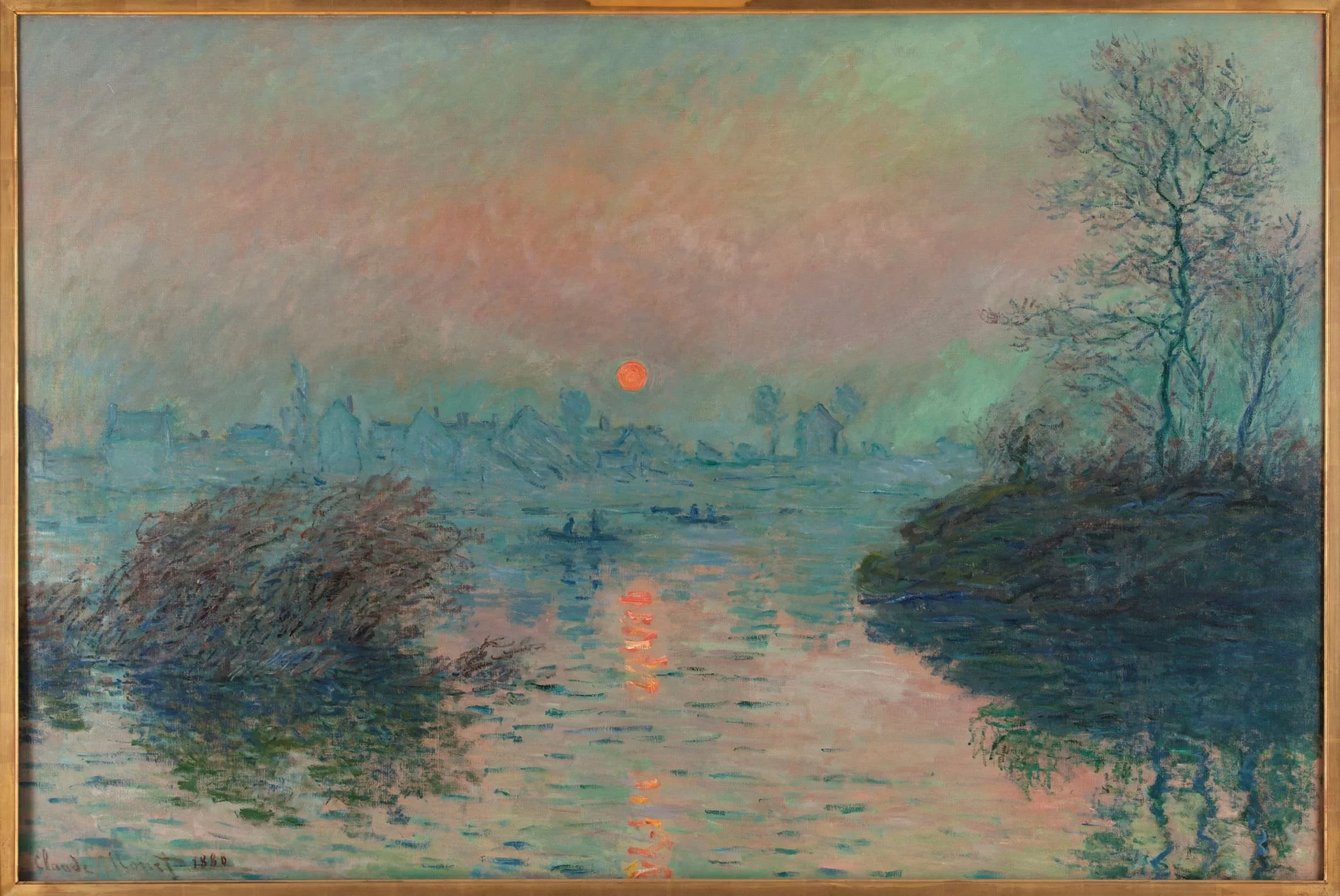 " Tramonto sulla Senna a Lavacourt " di Claude Monet (1880), olio su tela. Petit Palais