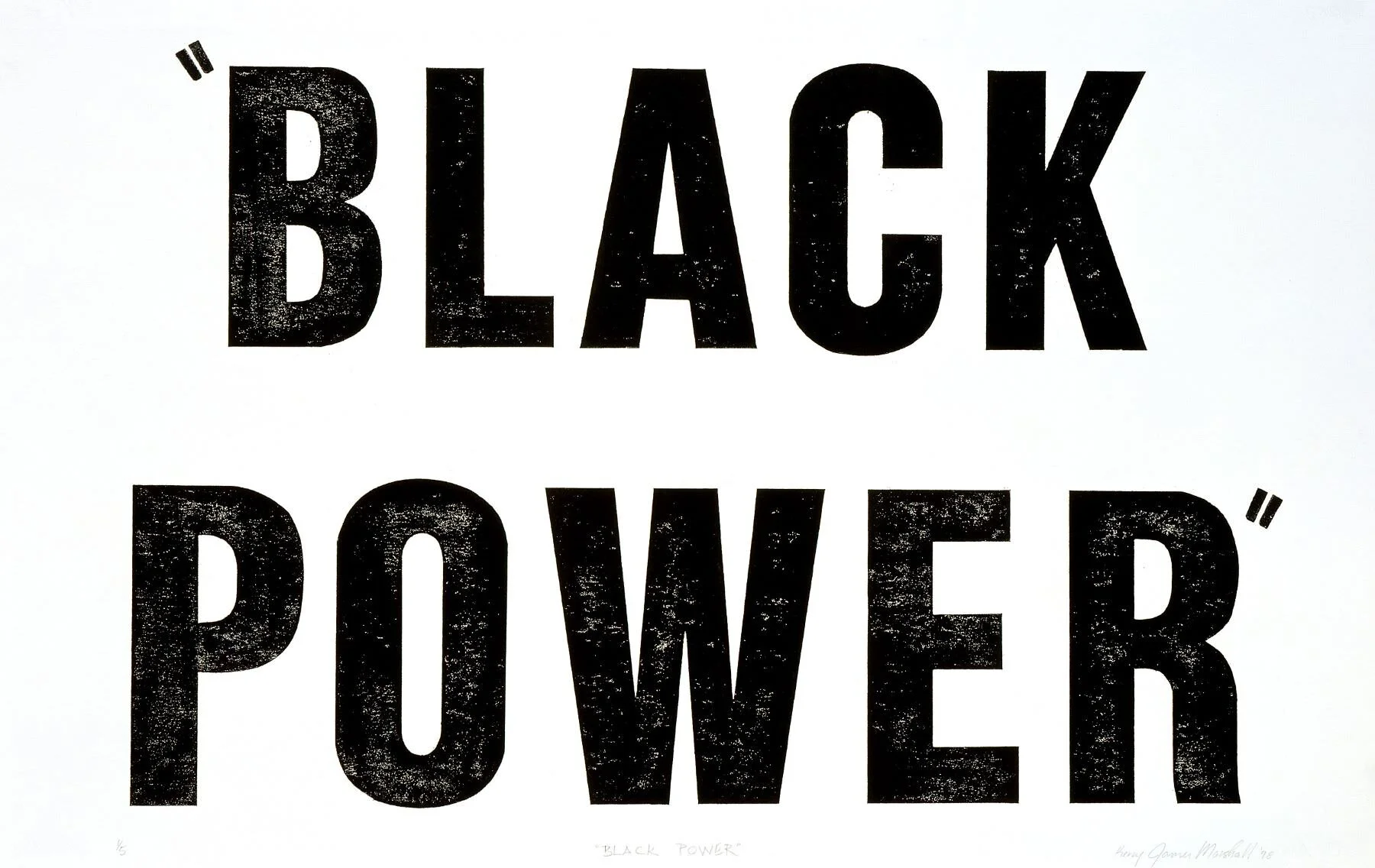 Kerry James Marshall (Birmingham, Alabama 1955) “BLACK POWER”, 1998, stampa in rilievo su carta, cm 65,1 x 101,6. Minneapolis, Walker Art Center. T.B.Walker Acquisition Fund, 1999 © Kerry James Marshall. Courtesy the artist and the Walker Art Center, Minneapolis