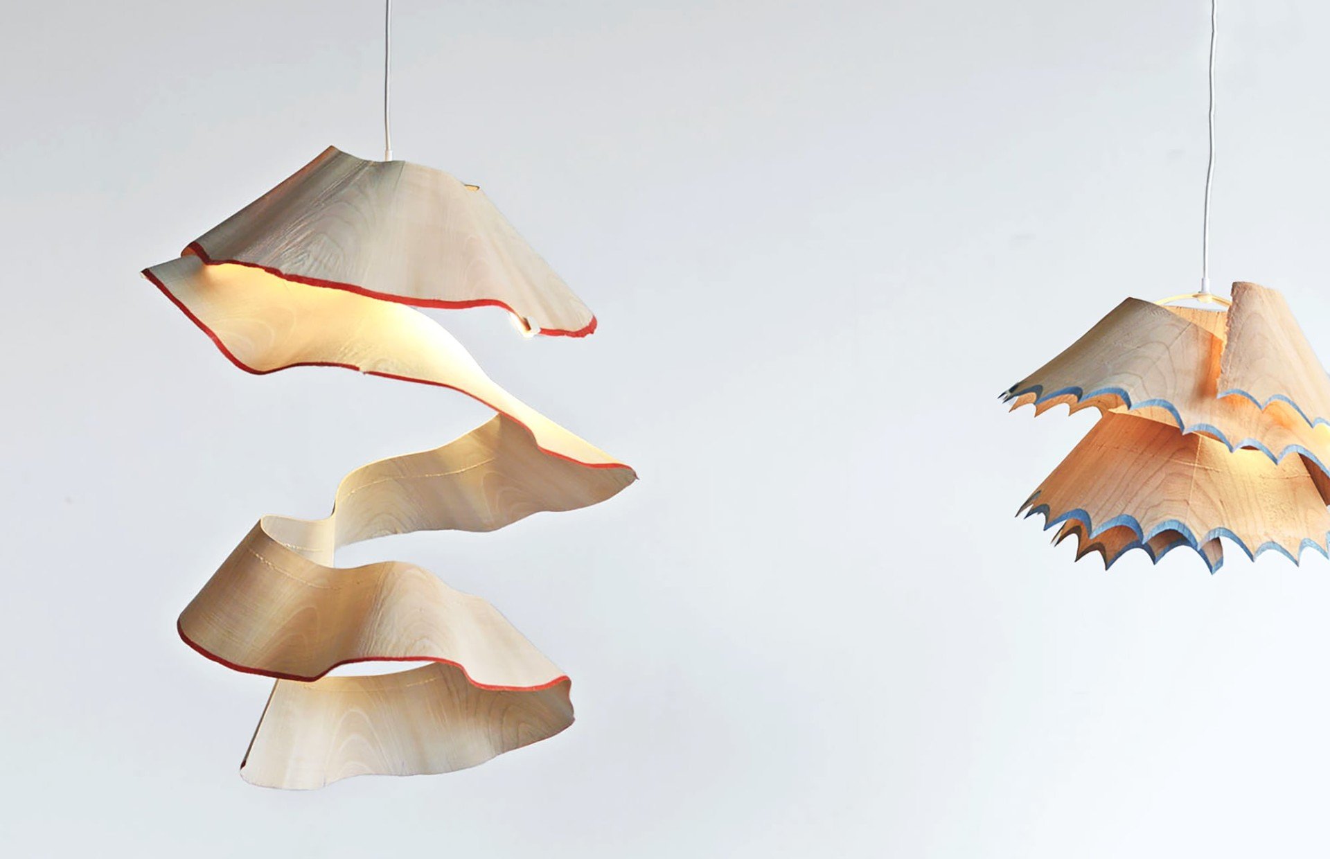 La designer Nanako Kume con un temperino gigante crea lampade simili a trucioli di matite colorate