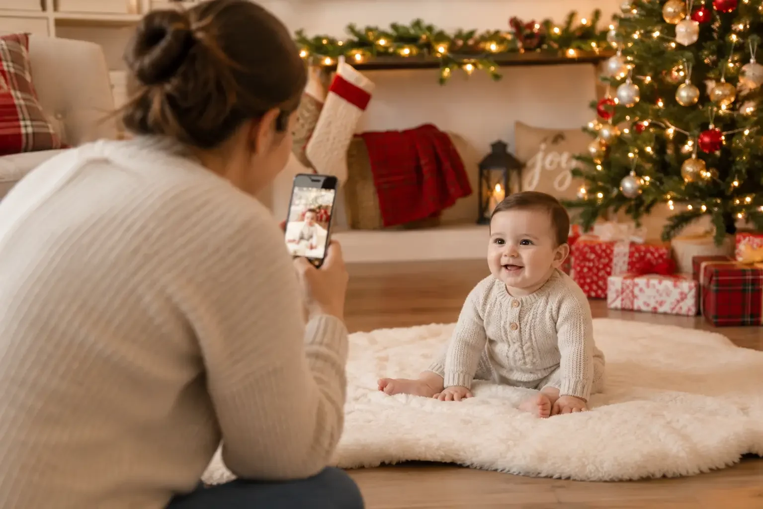 How to Take Beautiful DIY Baby's First Christmas Photos with Your Phone