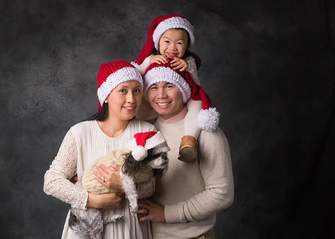 Family Holiday Portrait with Dog | Los Angeles Christmas Photography