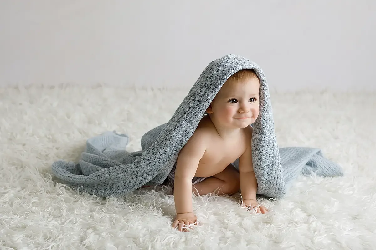 Crawling Baby Milestone Portrait in Los Angeles