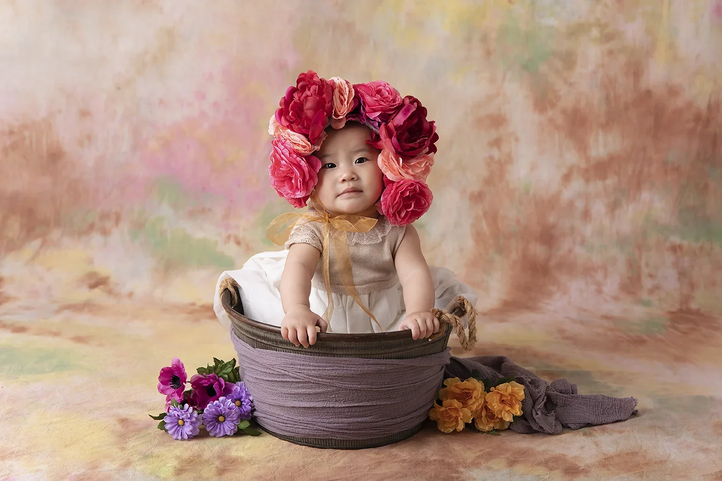 Floral Baby Milestone Portrait in Los Angeles