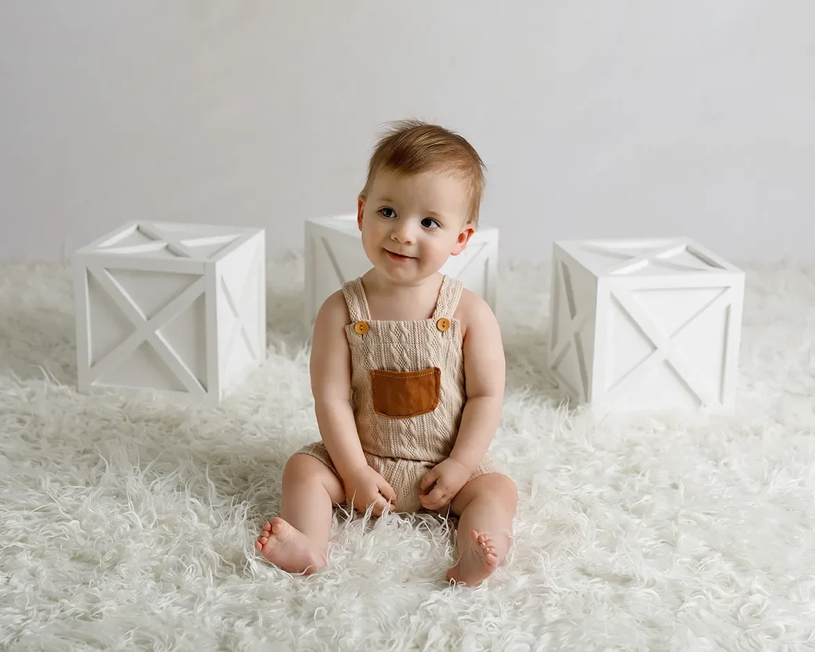 A boy's first birthday photo session in a Glendale studio