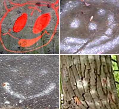 Graffiti of smiley faces located in close proximity to the victims. 