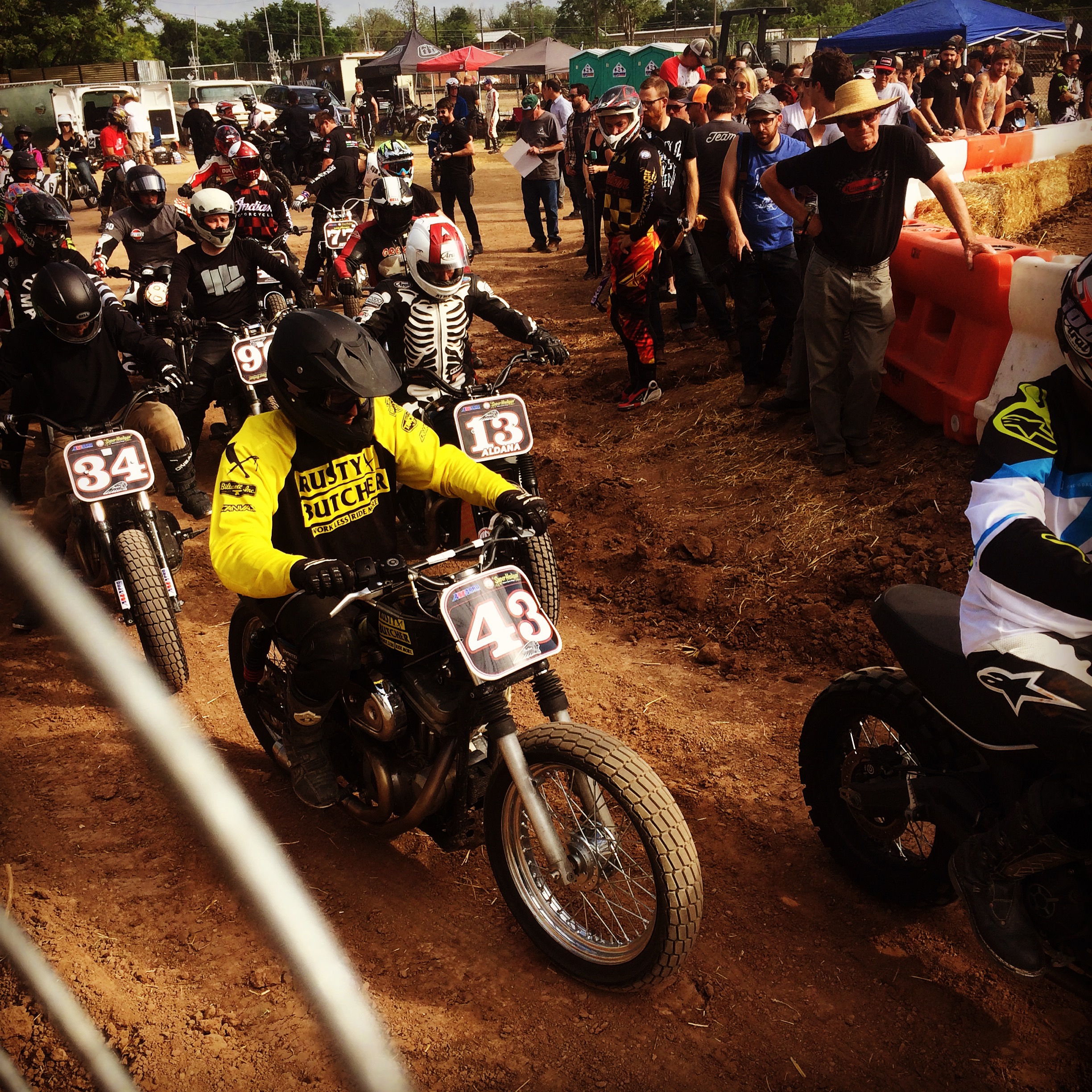 Flat track legend David Aldana and others hitting the track.