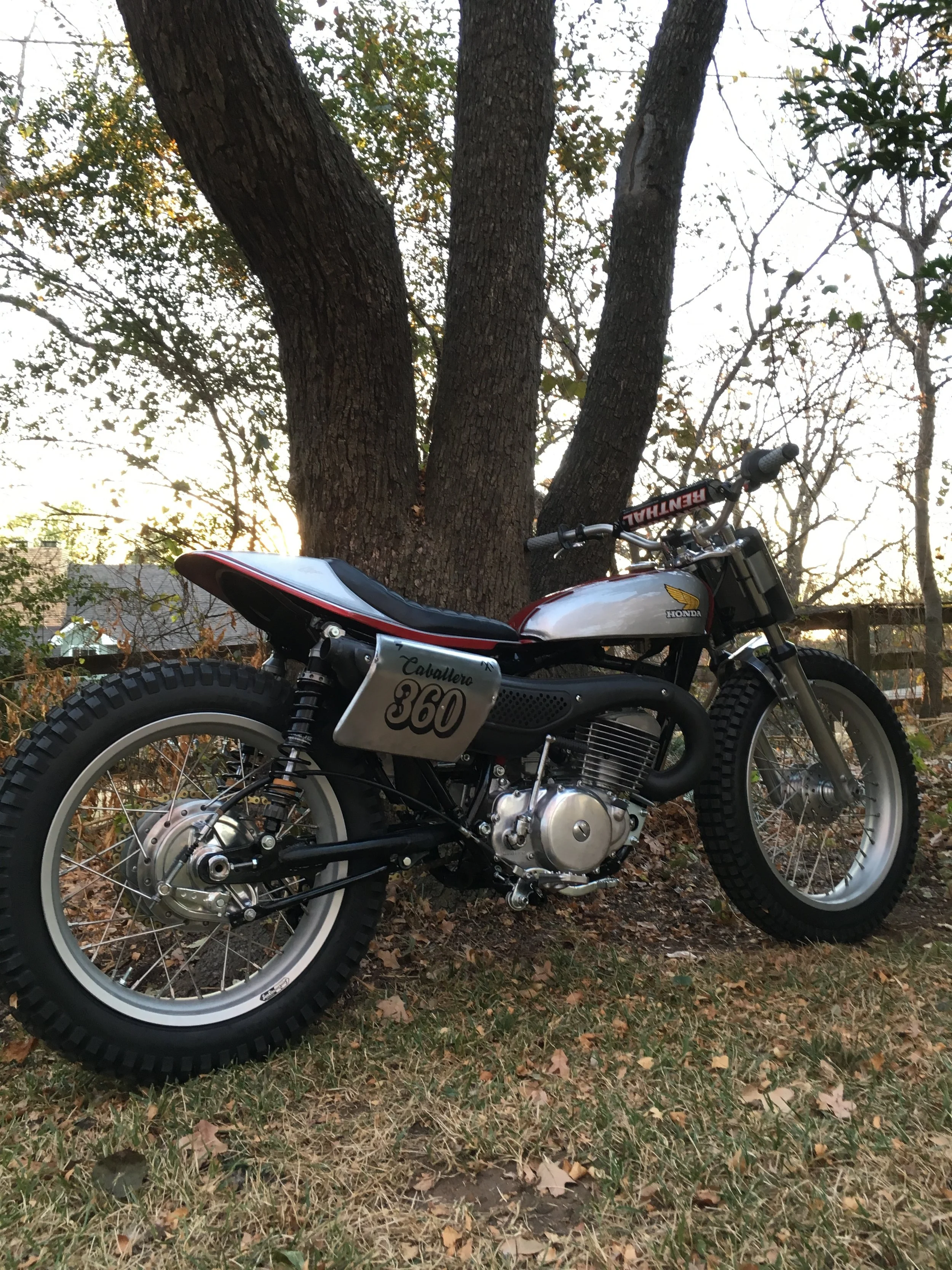   The stock rear wheel hub was totally rebuilt, and Sun Rims were laced on with Buchanan heavy duty stainless spokes. 
