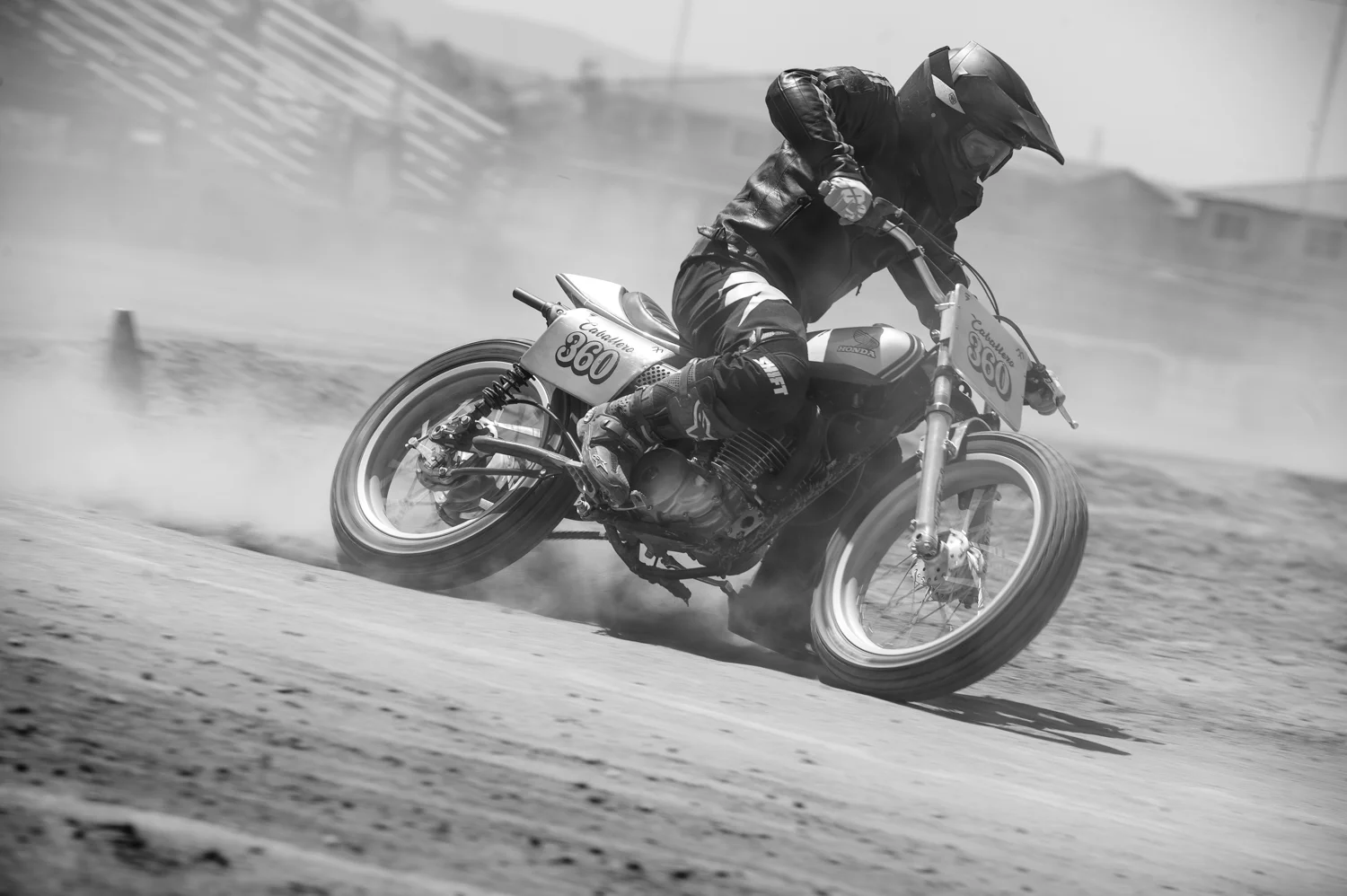  This bike was meant to be ridden. Steve working the flat track at Perris. 