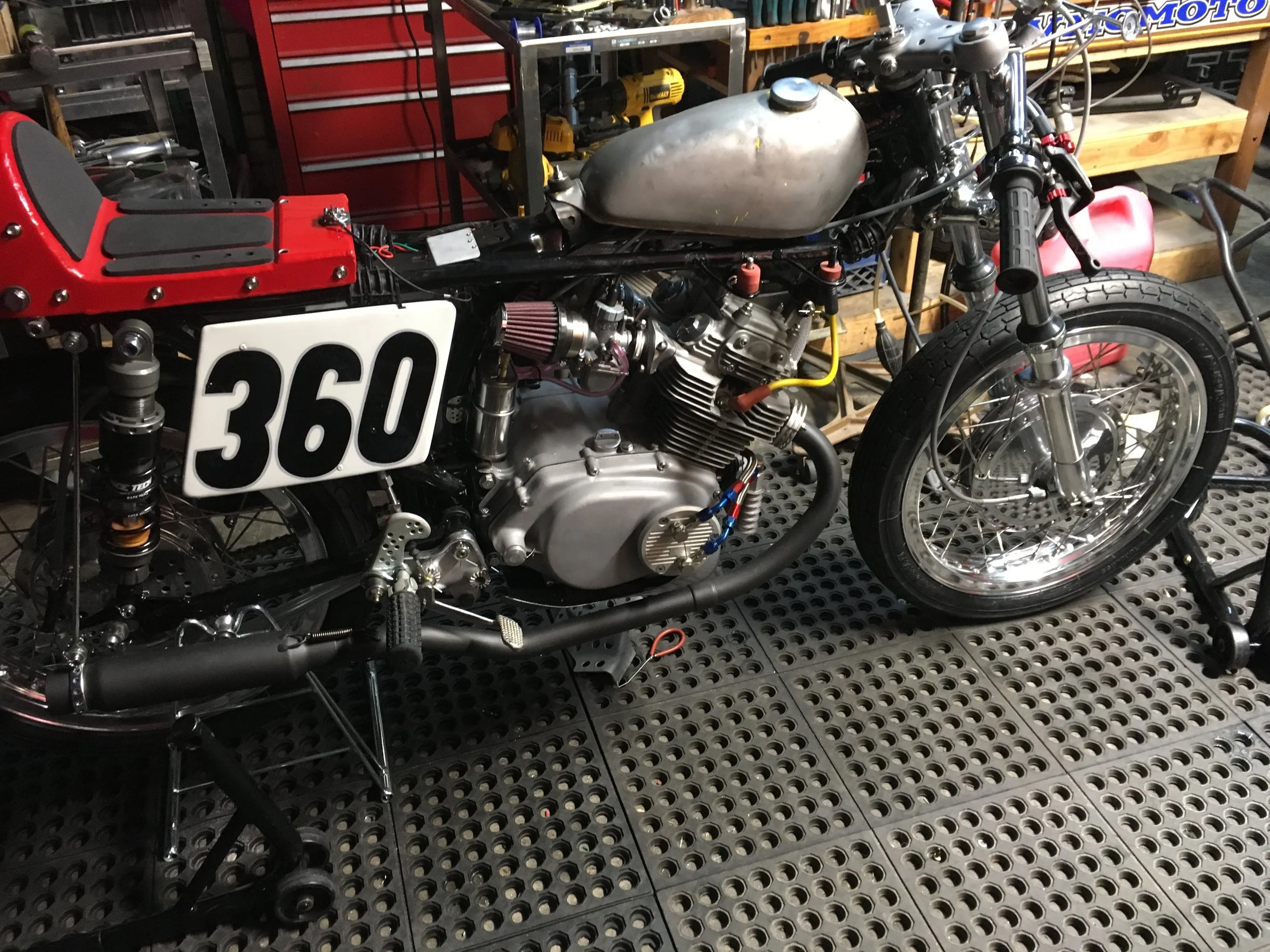  The test tank was to spare the fiberglass from getting gassed up, as they have to be cleaned out after each use. The fairing, front fender, and seat cover were also removed to keep them safe. 