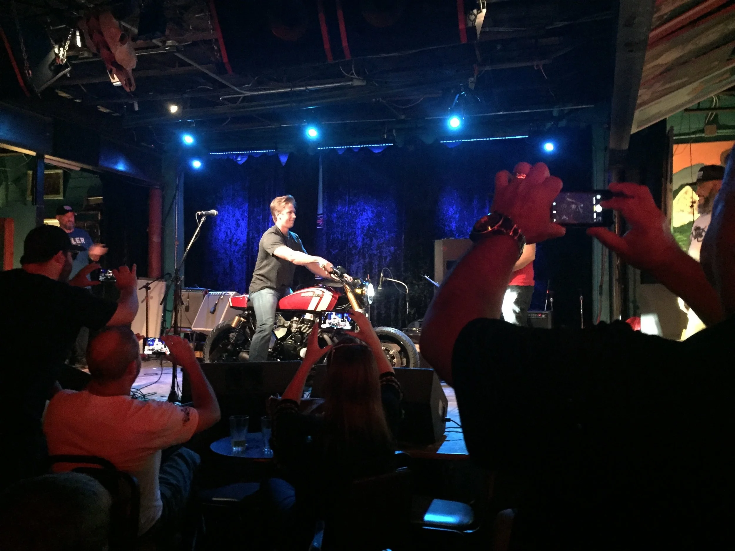   The 2017 reveal at Dan’s Silver Leaf in Denton, Tx. New owner James Traywick riding up on stage. 