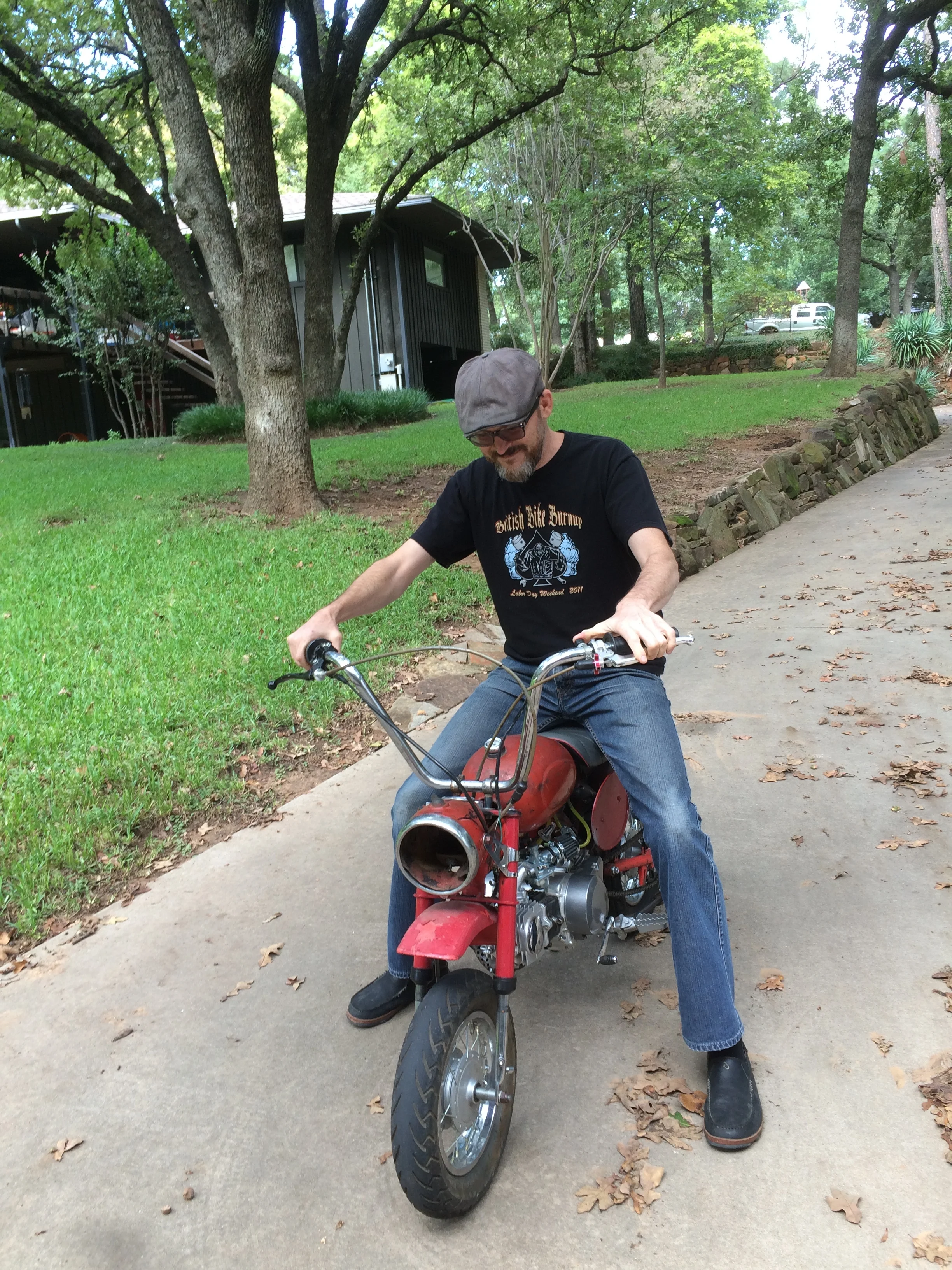  Ben taking a test fit after the first round of assembly. 