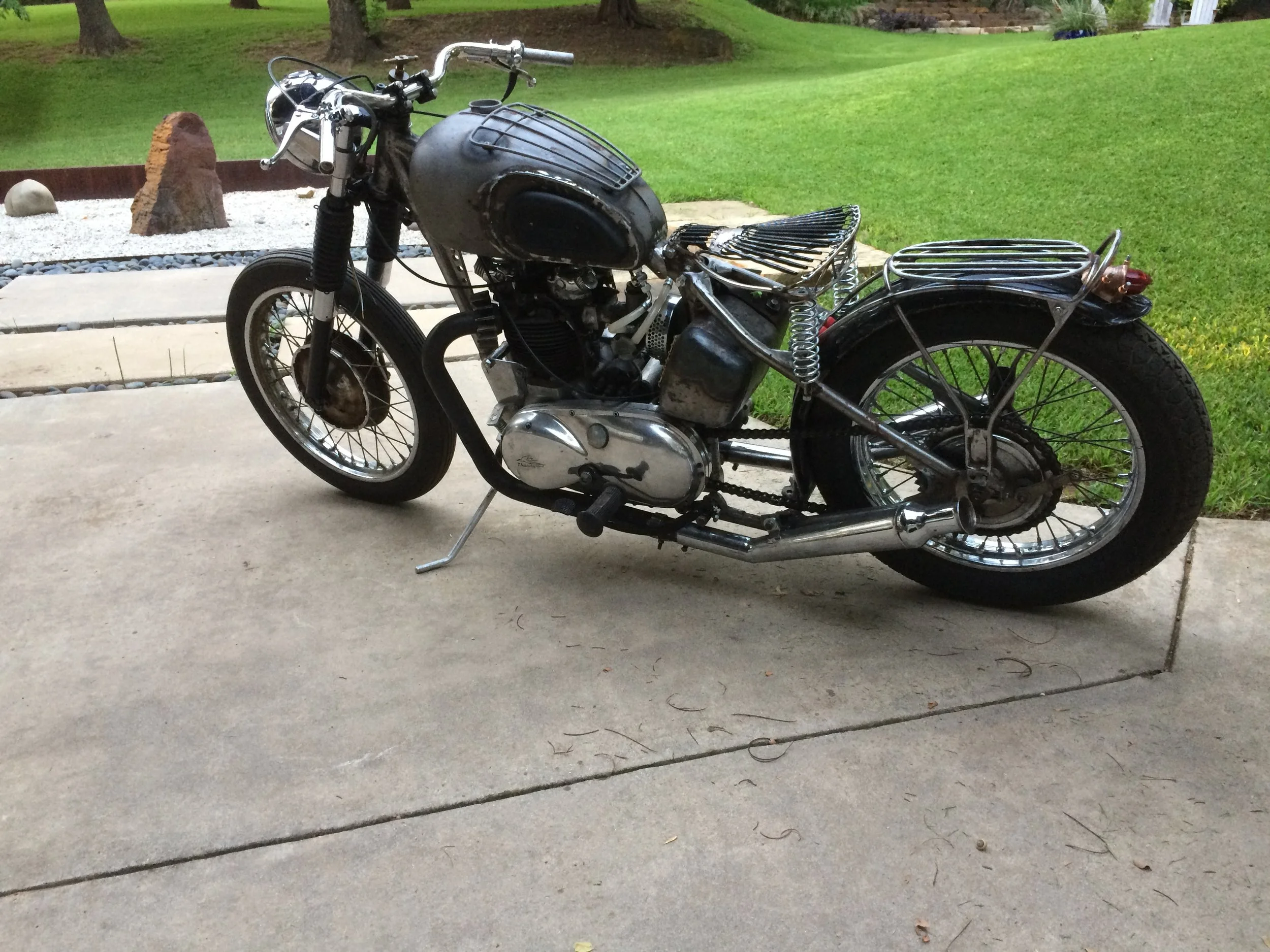  Such a cool story on this bike. The guy I bought it from made it into a chopper when he was in mechanic school and rode it a number of years before selling it. One day he was leaving Big D cycles and saw it for sale, and reunited with it. When he go