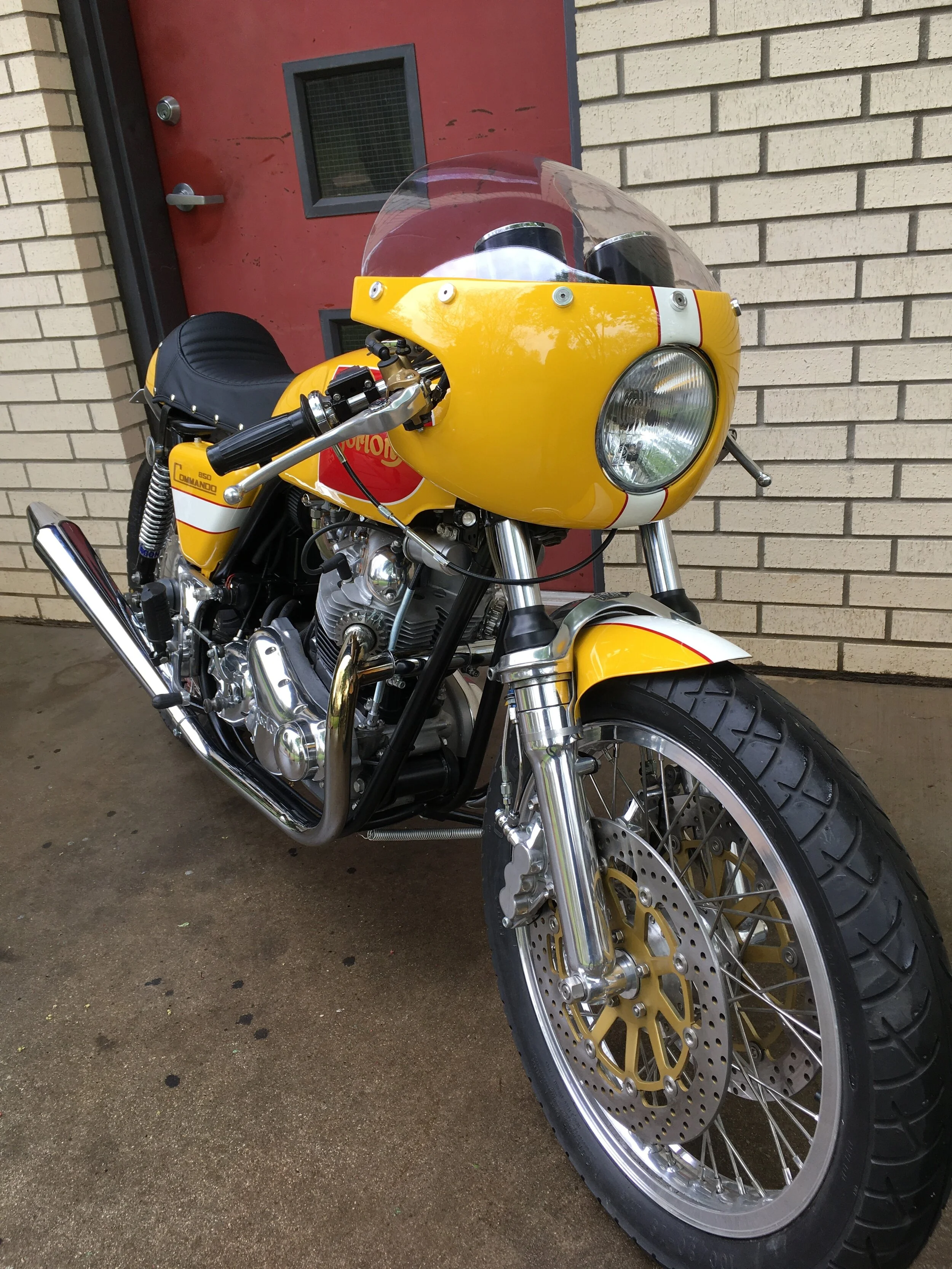  The 1974 Norton Commando Cafe Racer is complete. It has been a long road to this point, with a number of changes on the way. What was supposed to be a mild custom ended up being a completely restored custom with an engine re-build. The head was work
