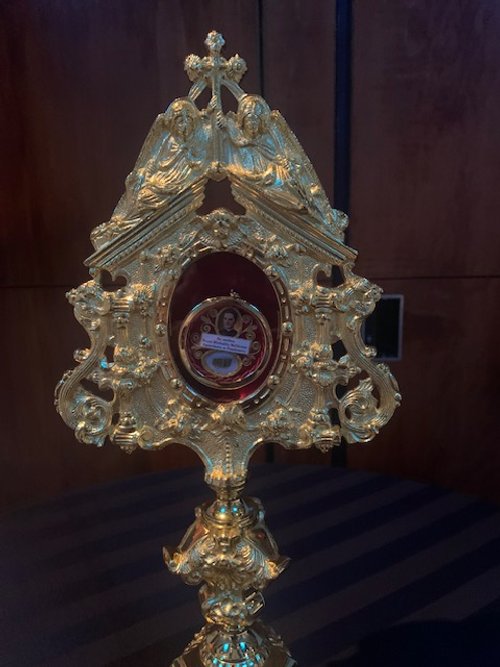  They had a room with about 12 relics from saints. &nbsp;Here are just a few of them....John Paul II, Mother Teresa and Father Michael McGivney (The founder of the Knights of Columbus). 