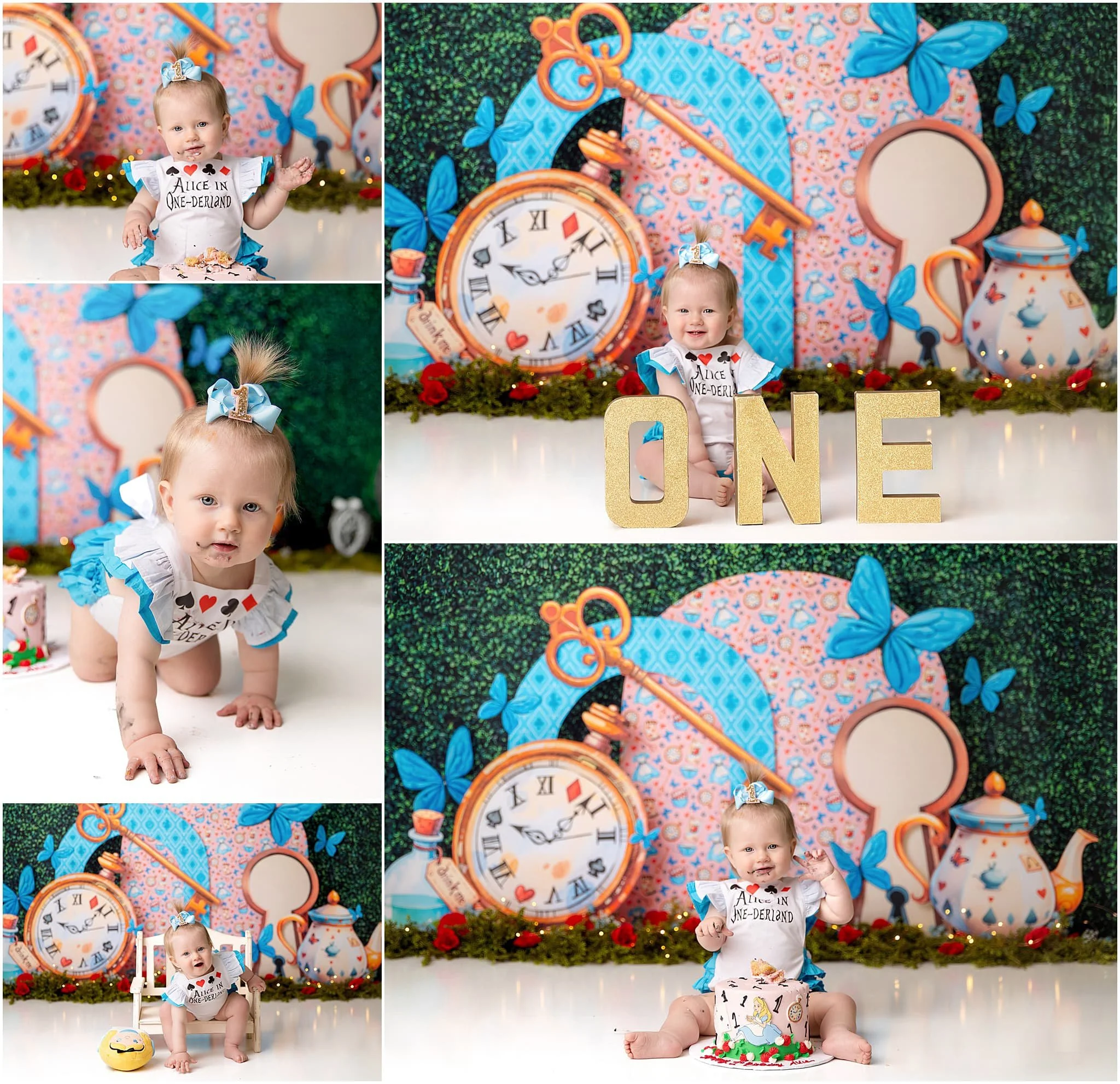  Alice in Wonderland theme for girl’s cake smash session. 