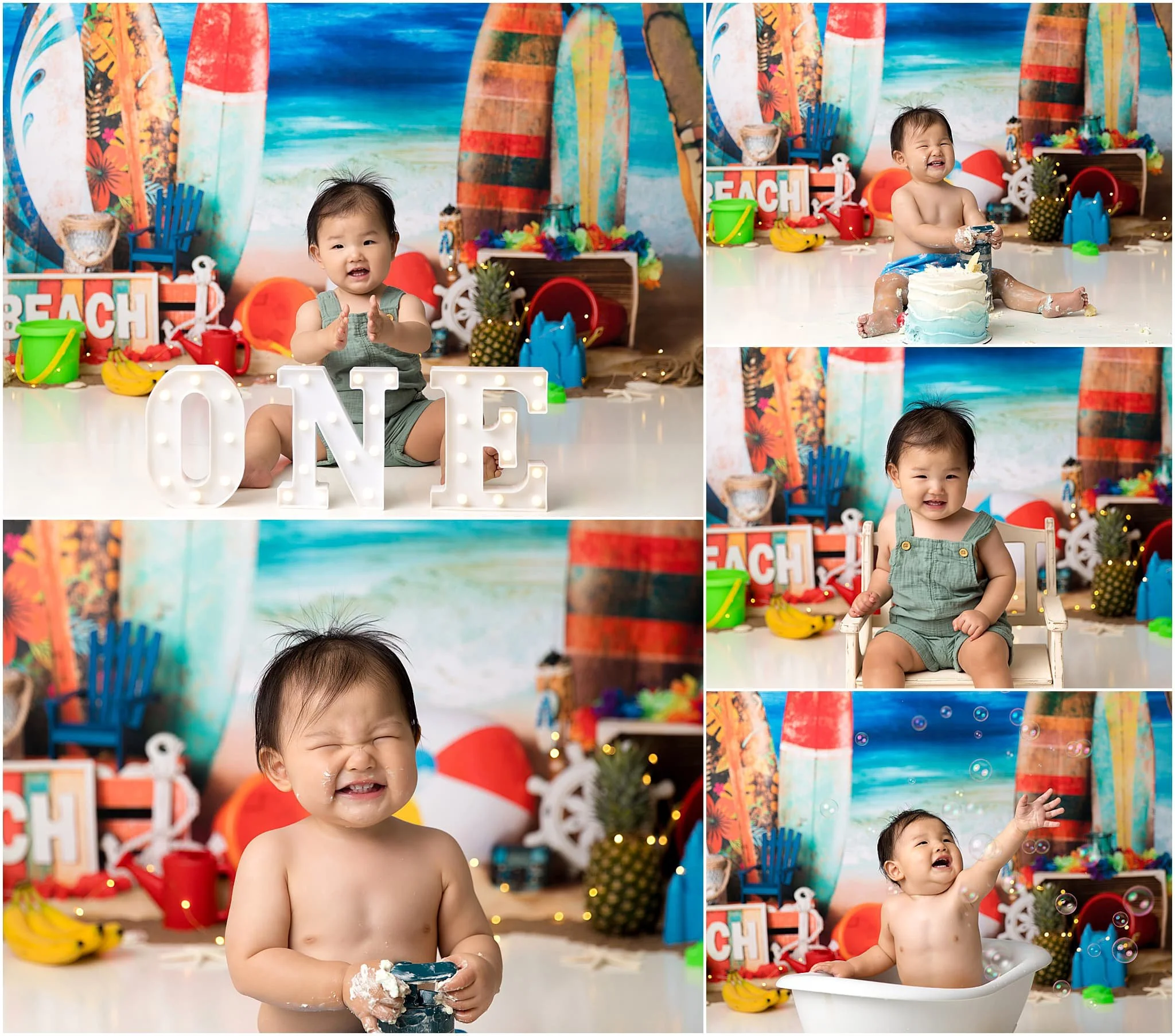  Beach themed birthday session for baby boy’s cake smash 