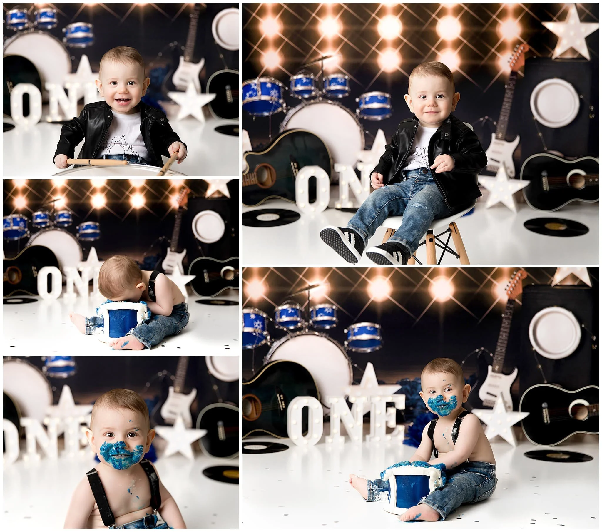  Baby boy ricking his rock and roll set for his smash the cake session 