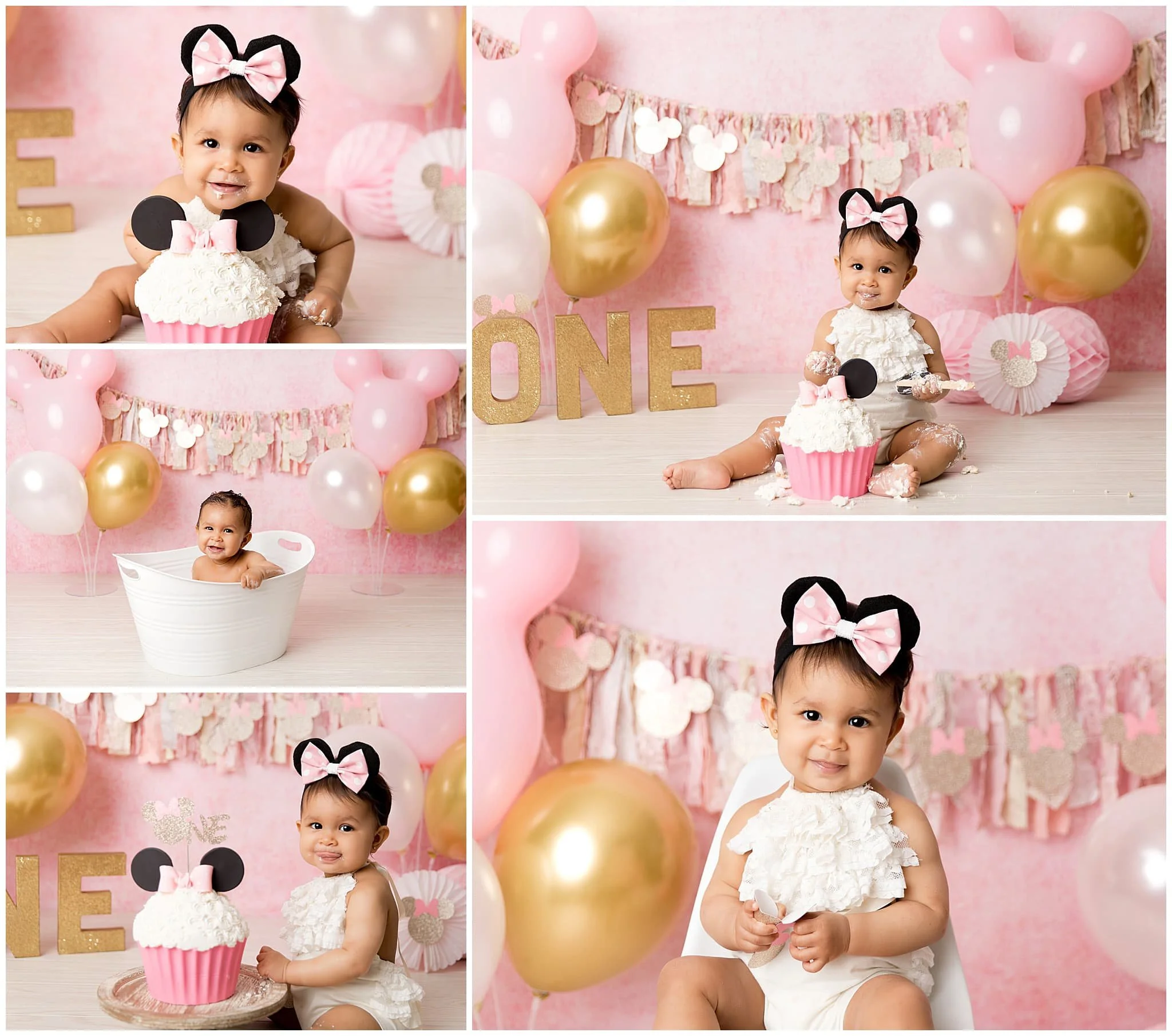  Soft pink Minnie Mouse theme session for baby girl’s first birthday 