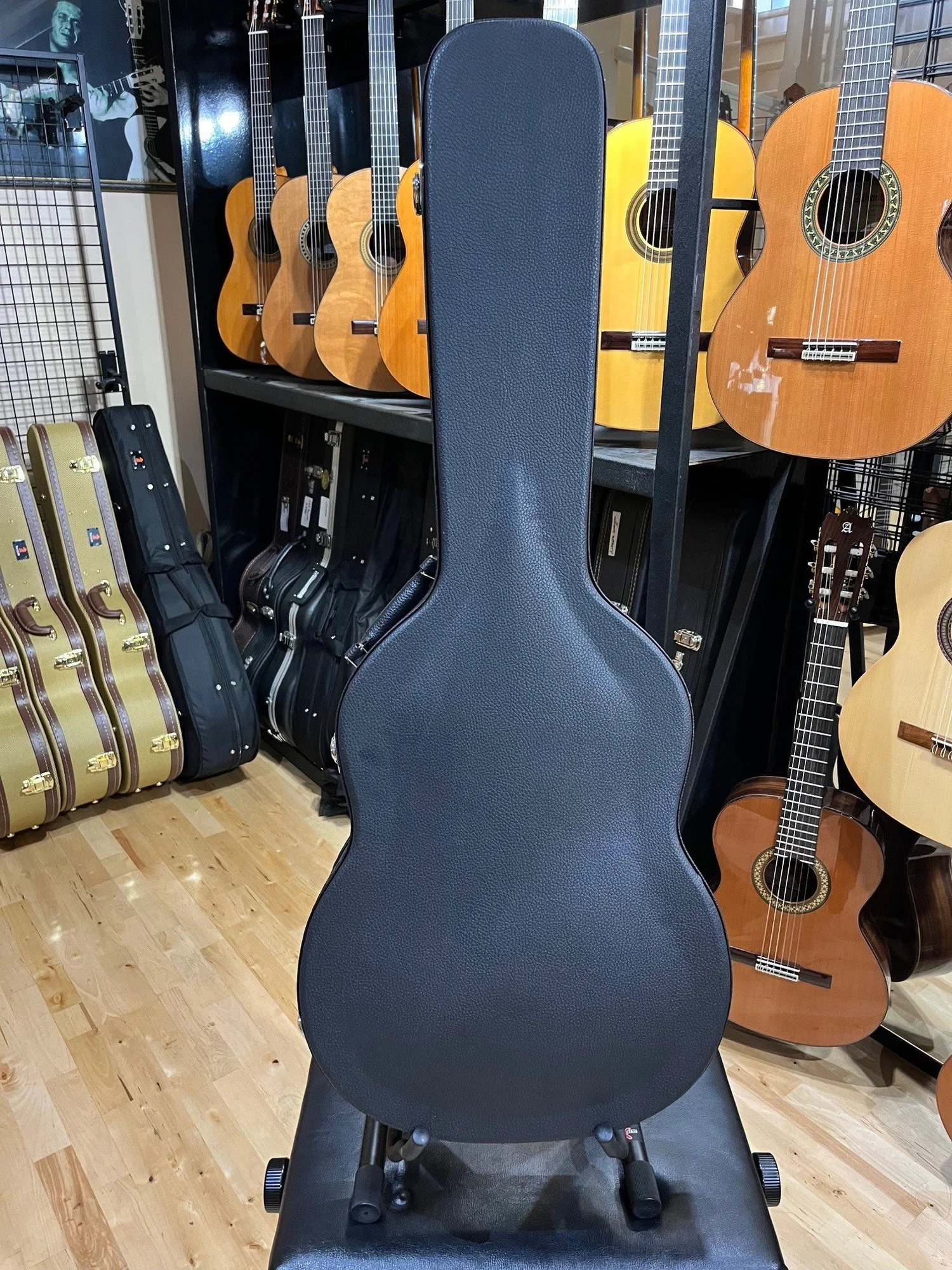 Torque Wooden Archtop Classical Guitar Case in Black Finish Red