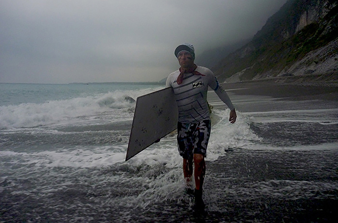 Walking with strong cosmic vibrations along a remote stretch of Pacific Ocean beach. 