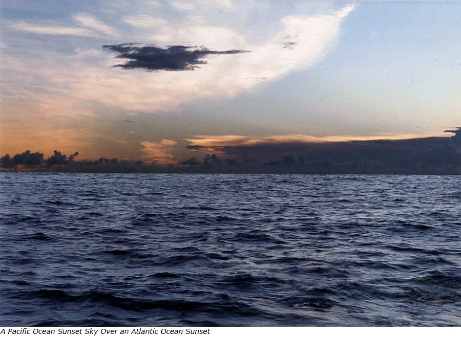 A Pacific Ocean Sunset Sky over an Atlantic Ocean Sunset with title.jpg