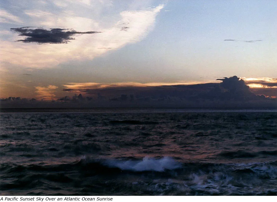 A Pacific Sunset Sky over an Atlantic Ocean Sunrise with title.jpg