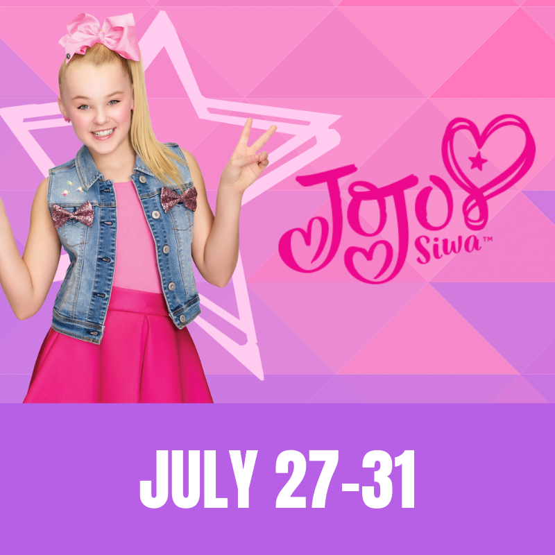  Join us as we jump into the inspiring world of JoJo Siwa! We will spend a full week themed around this Nickelodeon star. See how JoJo gets to live out her dream — dancing, singing, and calling all the shots! With family, friends, and her trusty pup 