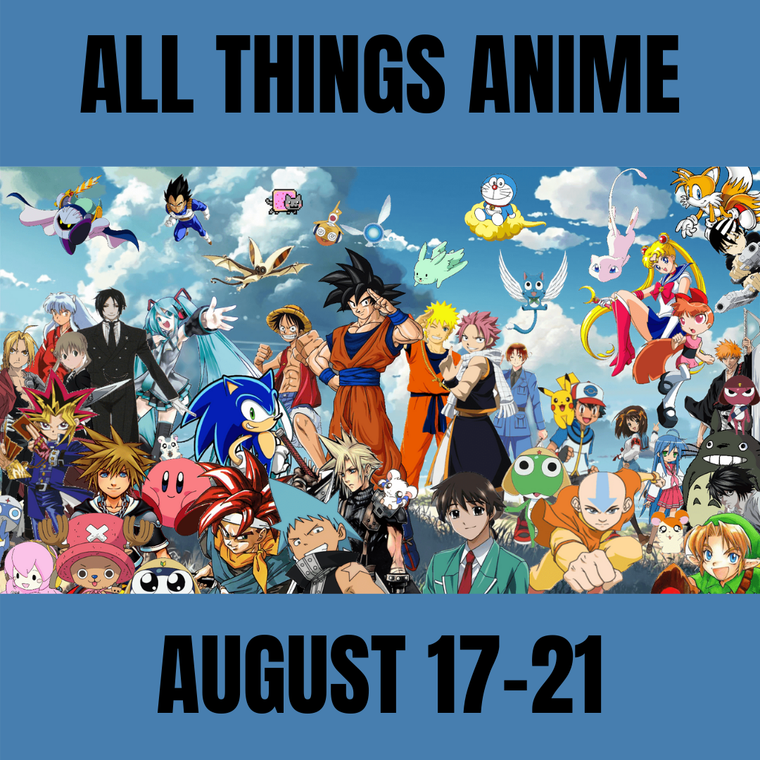  Come nerd out with us as we learn and create dances, make sushi, design original characters, craft cosplay and discuss our favorite anime. From My Hero Academia to Studio Ghibli, Sailor Moon to Avatar: the Last Airbender, Dragon Ball Z and Naruto!! 